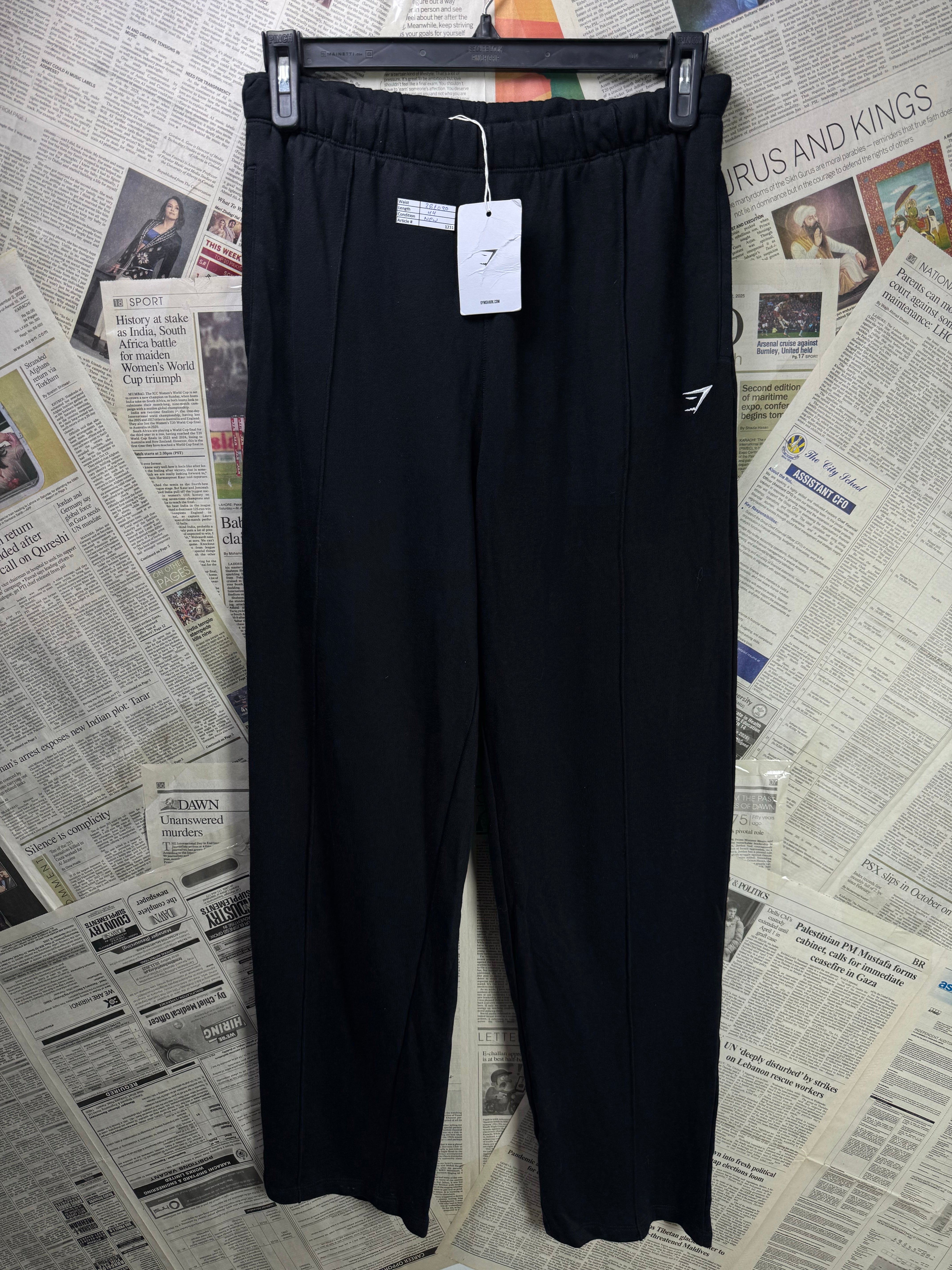 Gym Sh*rk® Waist: 28" to 30" | Black | Pleated Trousers | Cotton - Elastane | 1231 - Genuine Maal