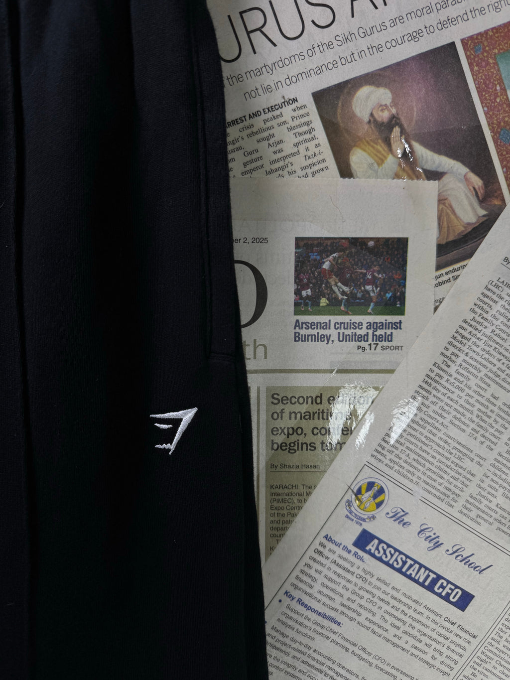 Gym Sh*rk® Waist: 28" to 30" | Black | Pleated Trousers | Cotton - Elastane | 1231 - Genuine Maal