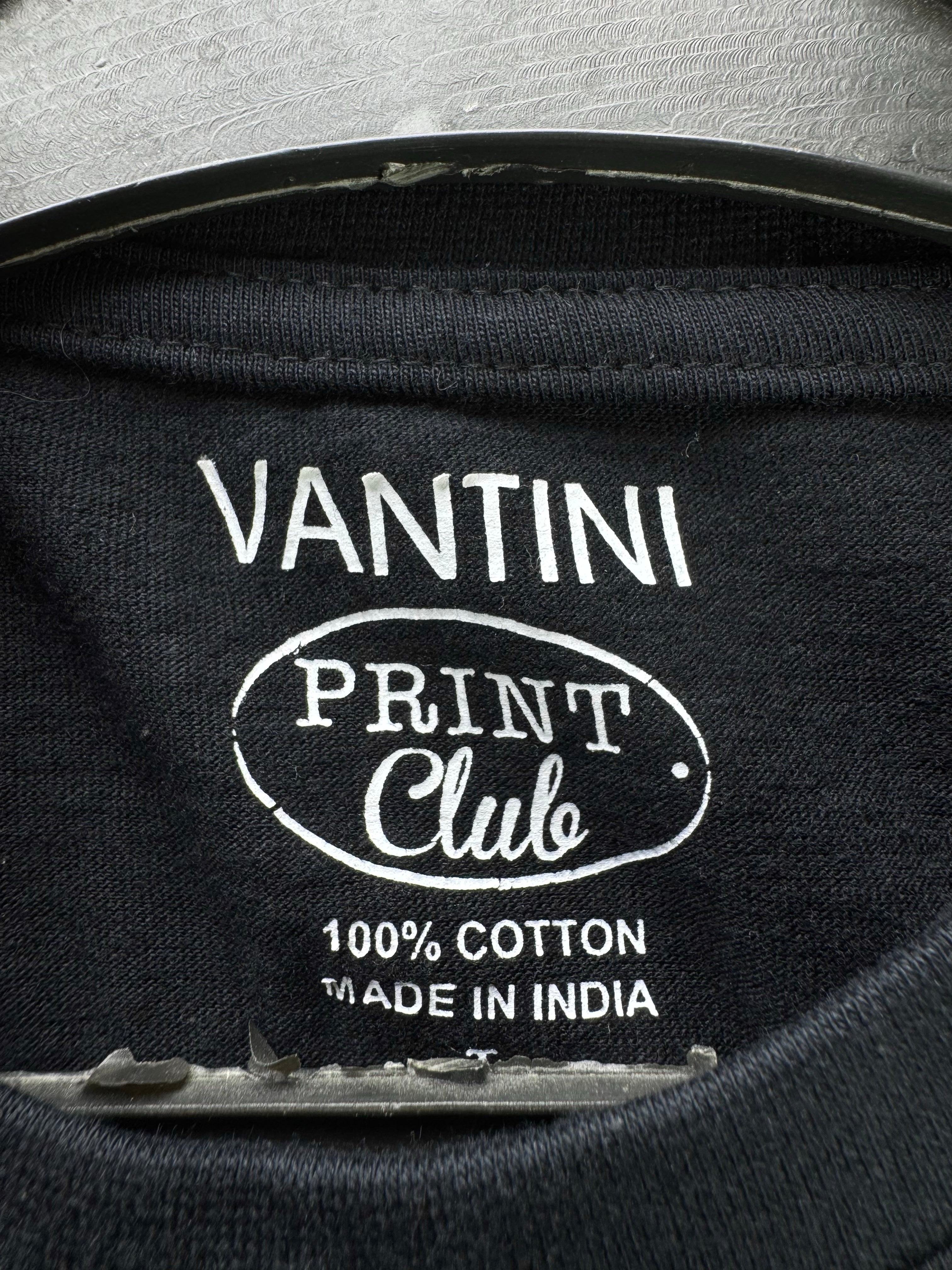 Vantini Print Club® XS | Chest: 18.5" | T-Shirt | Black | Cotton | 4858 - Genuine Maal