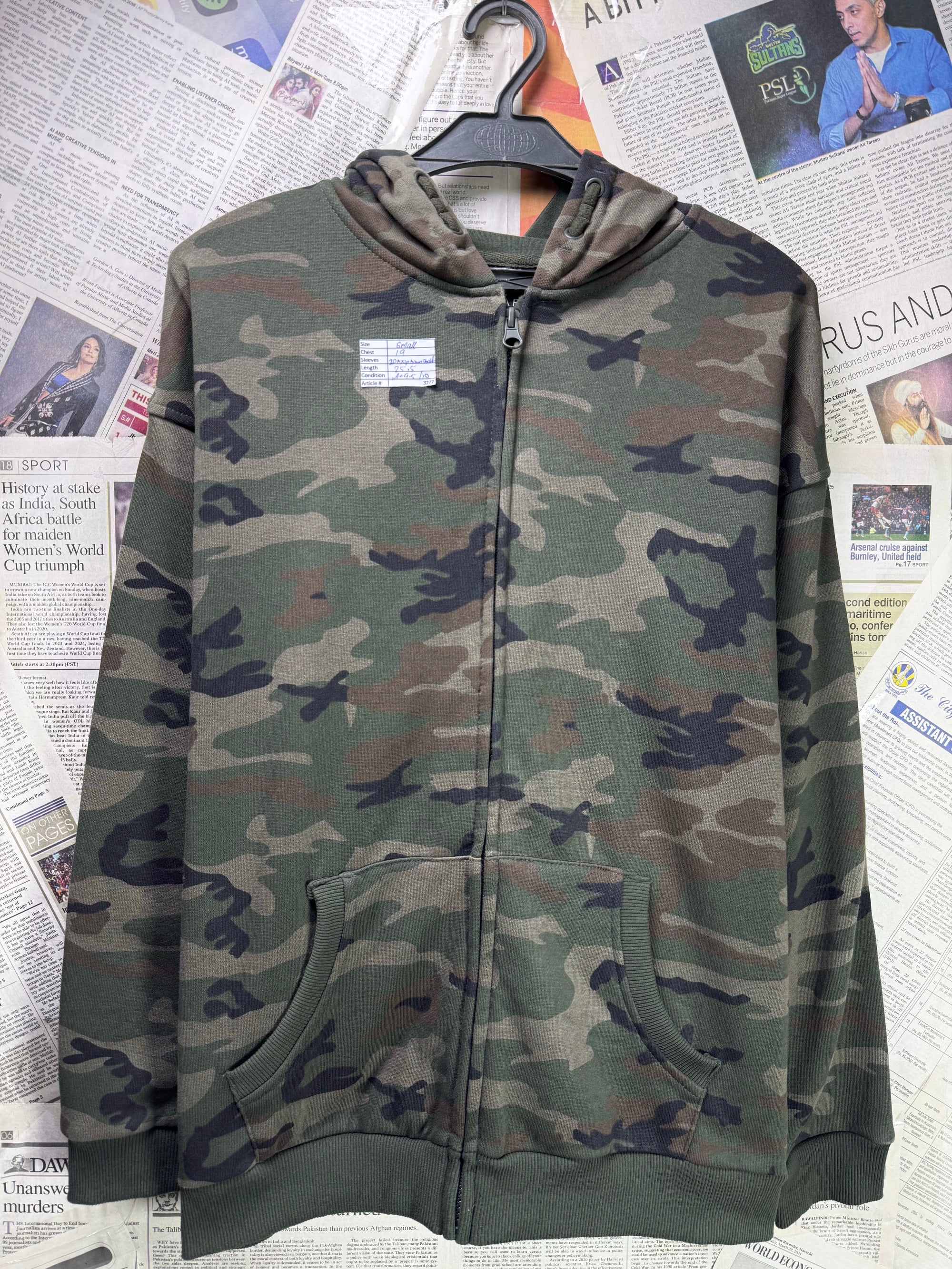 Primark® Small | Chest: 19" | Army Green | Jacket with Hoodie | Inner: Fleece | 3277 - Genuine Maal