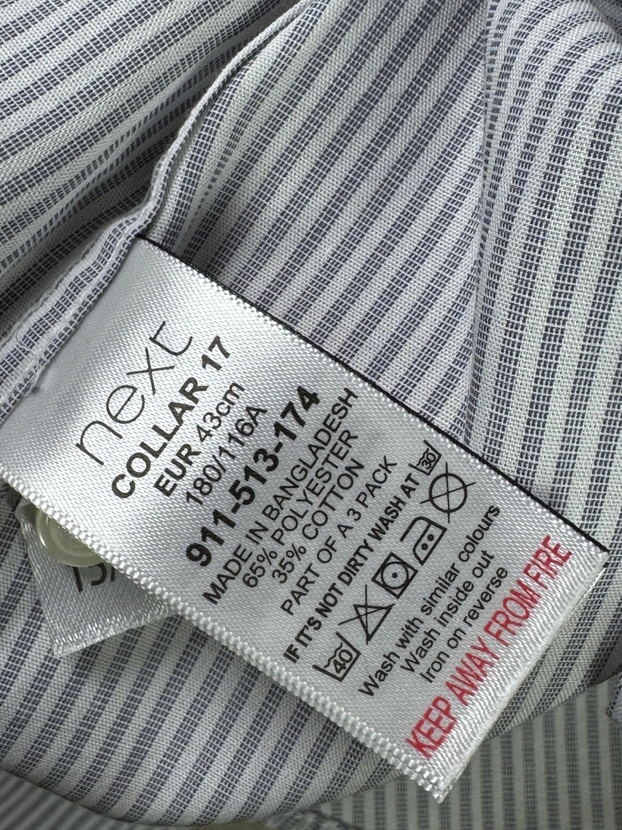 Next® L/XL | Chest: 24.5" | Grey Stripe | Dress Shirt | Poly - Cotton | 3276 - Genuine Maal