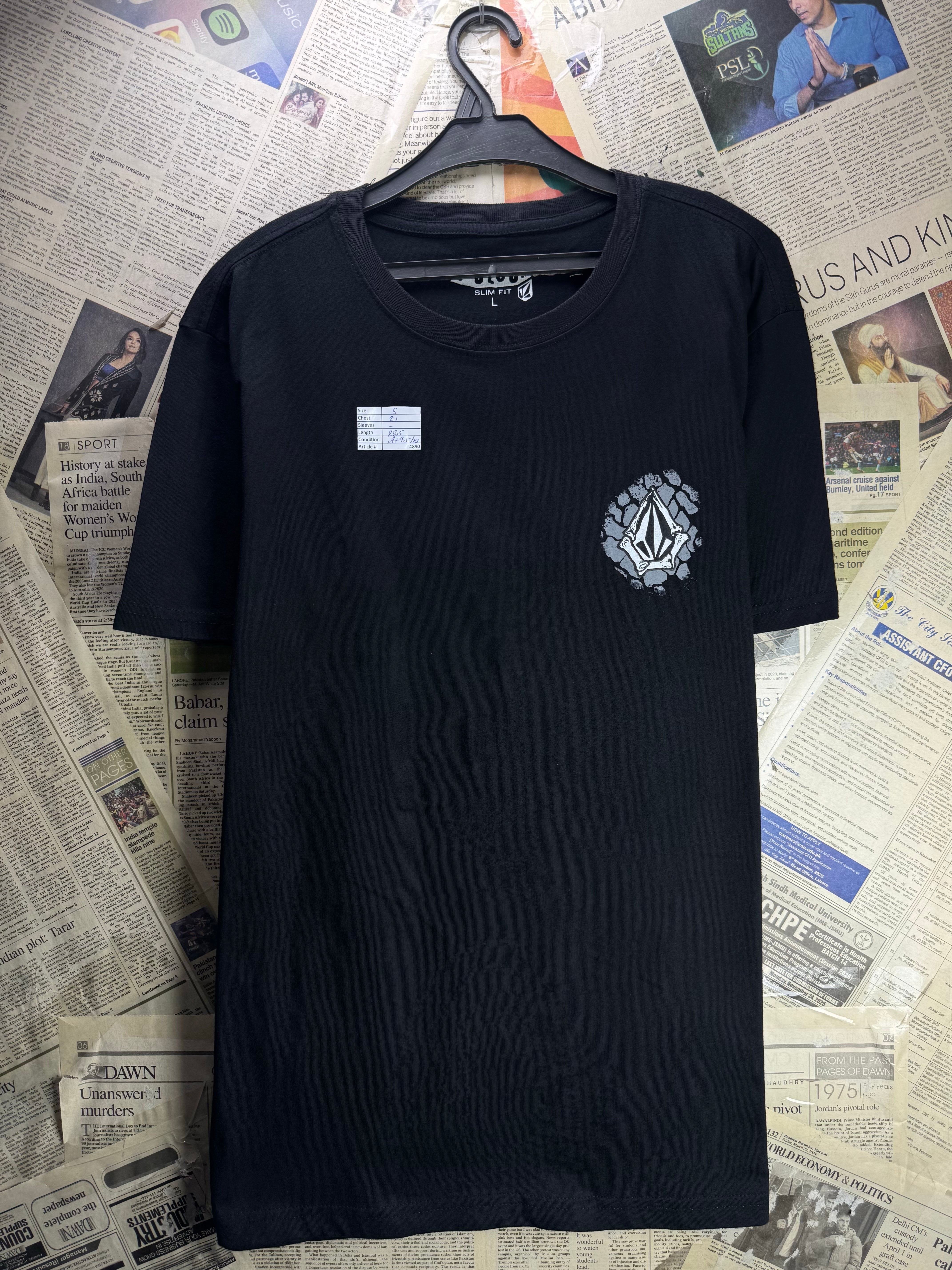 Volcom® Small | Chest: 21" | Black | T-Shirt | Cotton | 4890 - Genuine Maal
