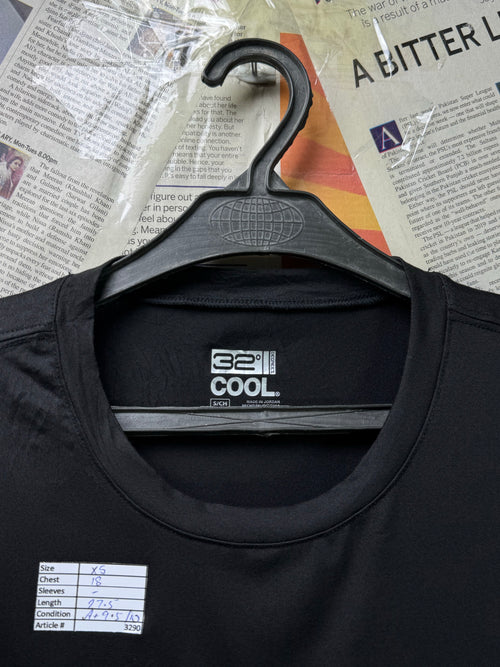 32 Cool® XS | Chest: 18" | Black | Gym T-Shirt | Poly - Elastane | 3290 - Genuine Maal