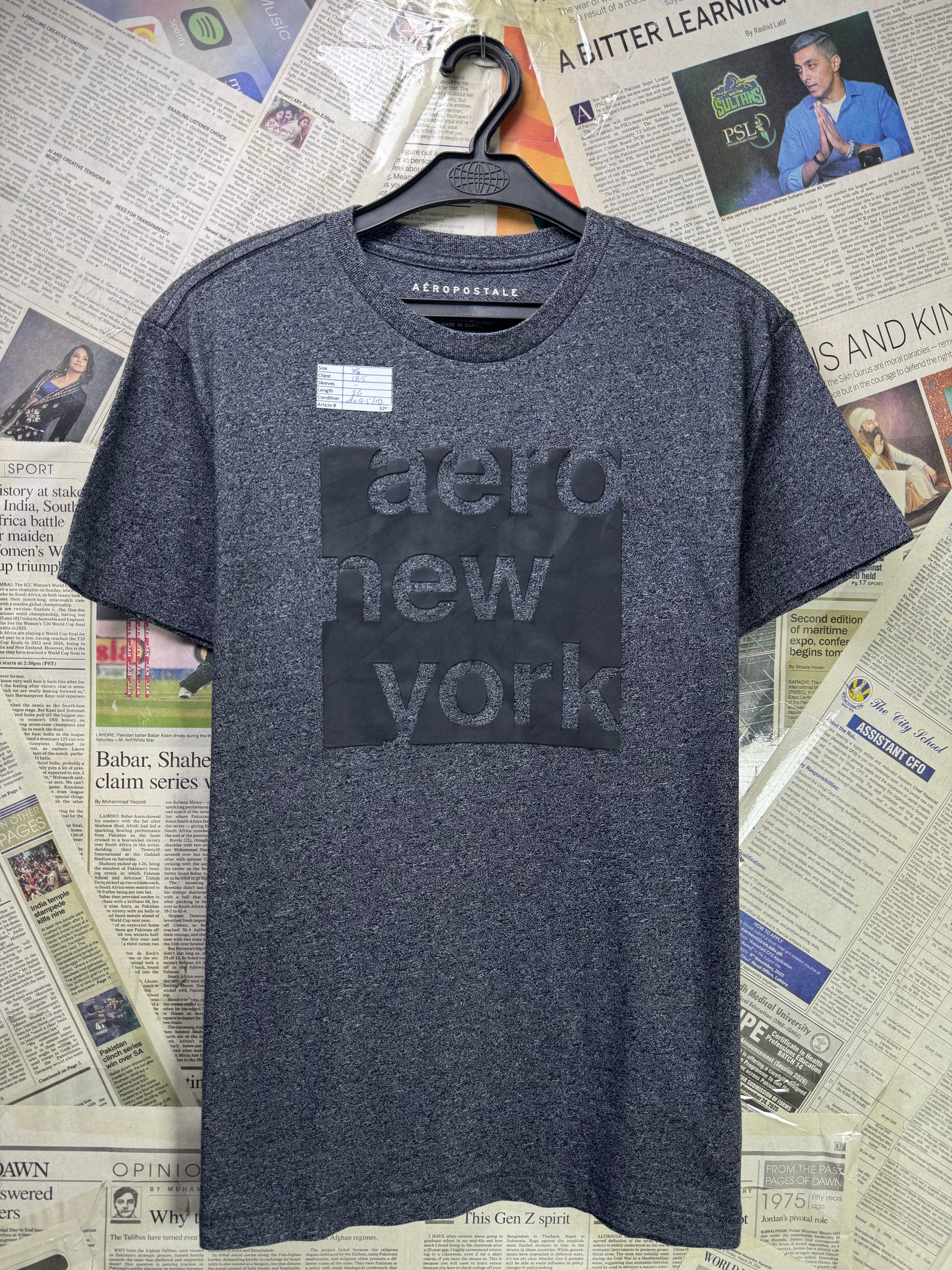 Aeropostale® XS | Chest: 18.5" | Charcoal Grey | T-Shirt | Cotton - Poly | 3293 - Genuine Maal