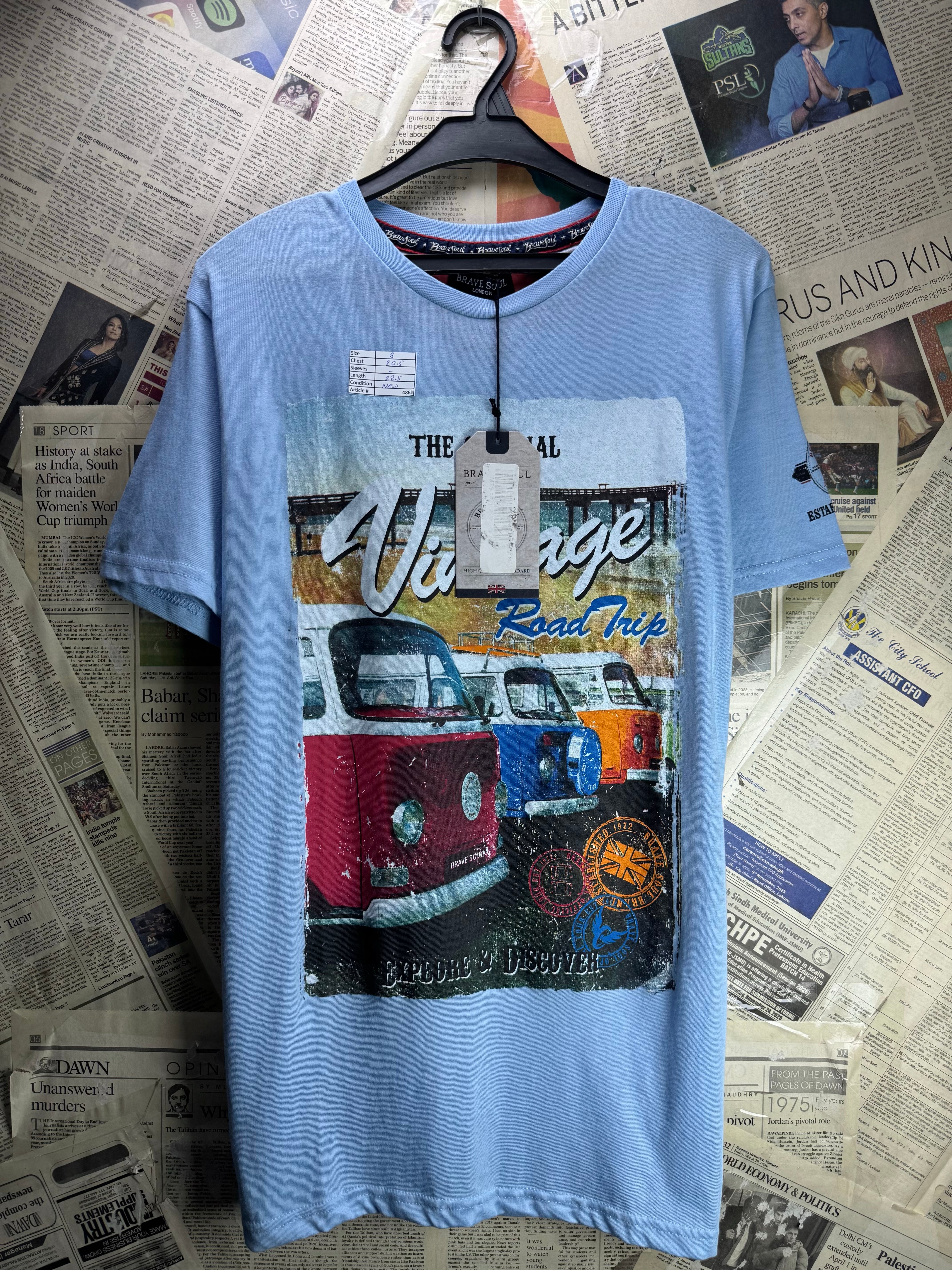 Brave Soul® Small | Chest: 20.5" | Blue | T-Shirt | Poly - Cotton | 4868 - Genuine Maal