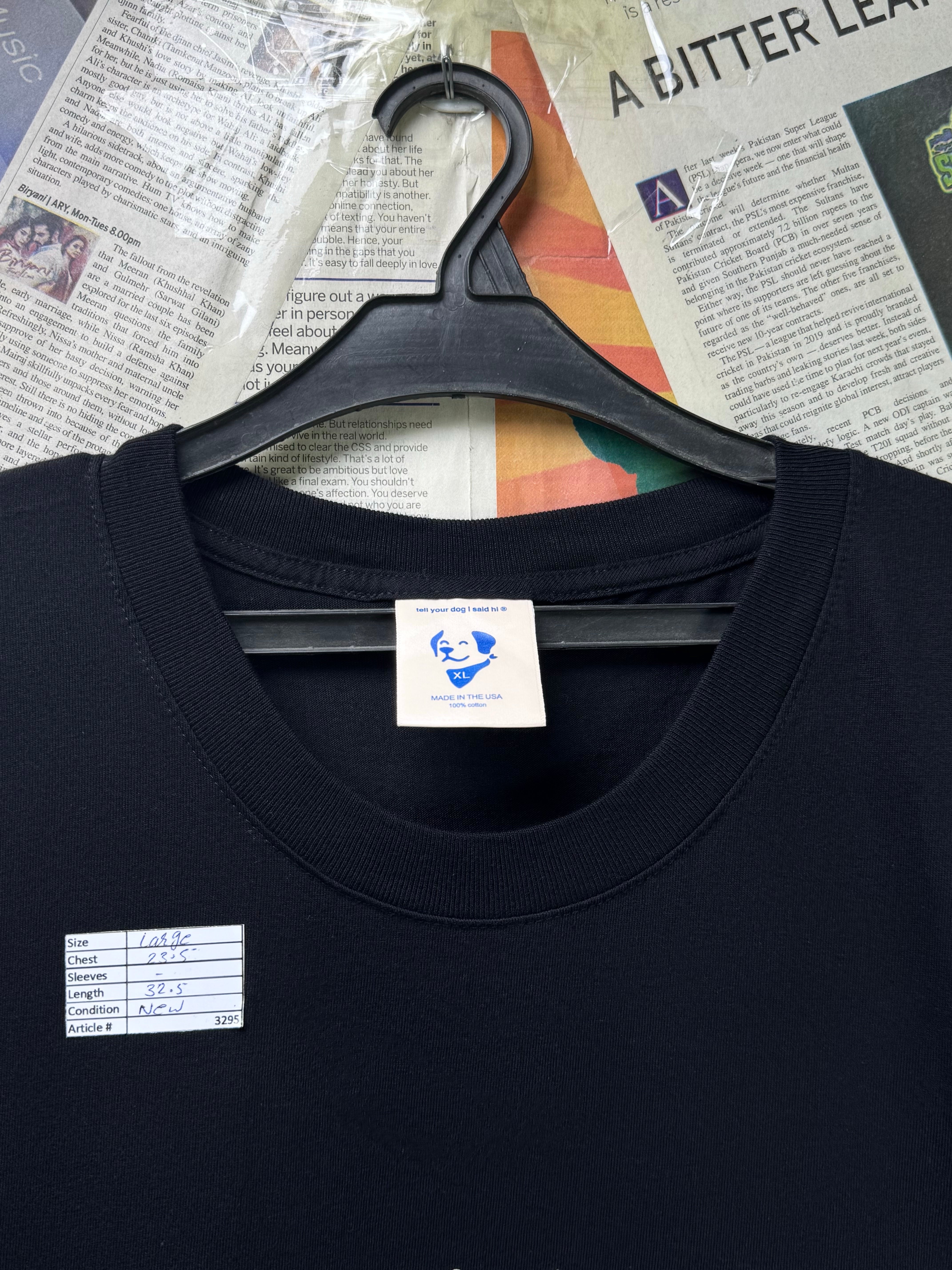 Tell your dog I said hi® Large | Chest: 23.5" | Black | Made in USA T-Shirt | 3295 - Genuine Maal