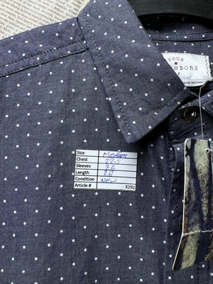 Your Neighbors® Medium | Chest: 22.5" | Grey with Polka Dots | Shirt | Cotton | 3292 - Genuine Maal