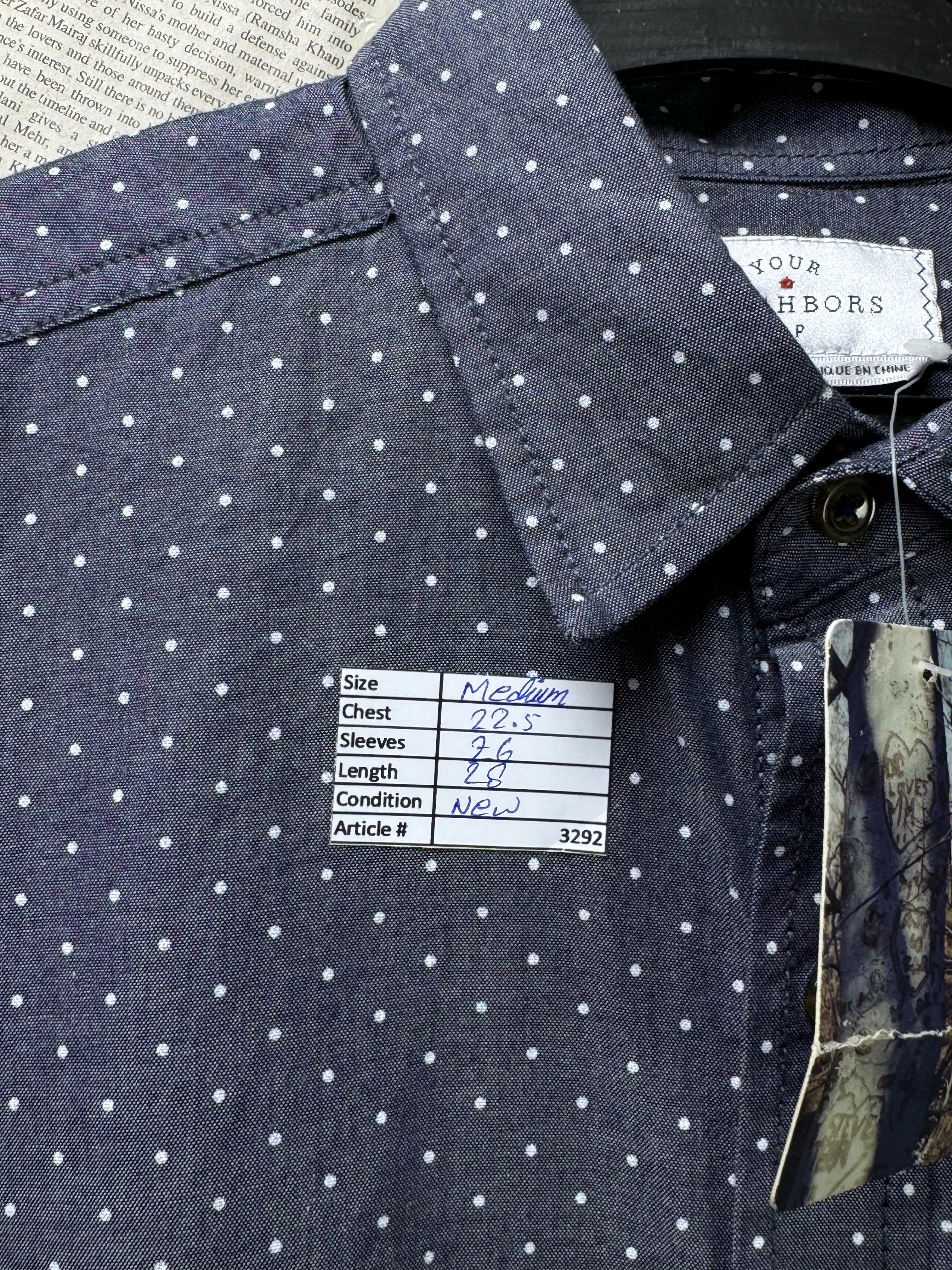 Your Neighbors® Medium | Chest: 22.5" | Grey with Polka Dots | Shirt | Cotton | 3292 - Genuine Maal