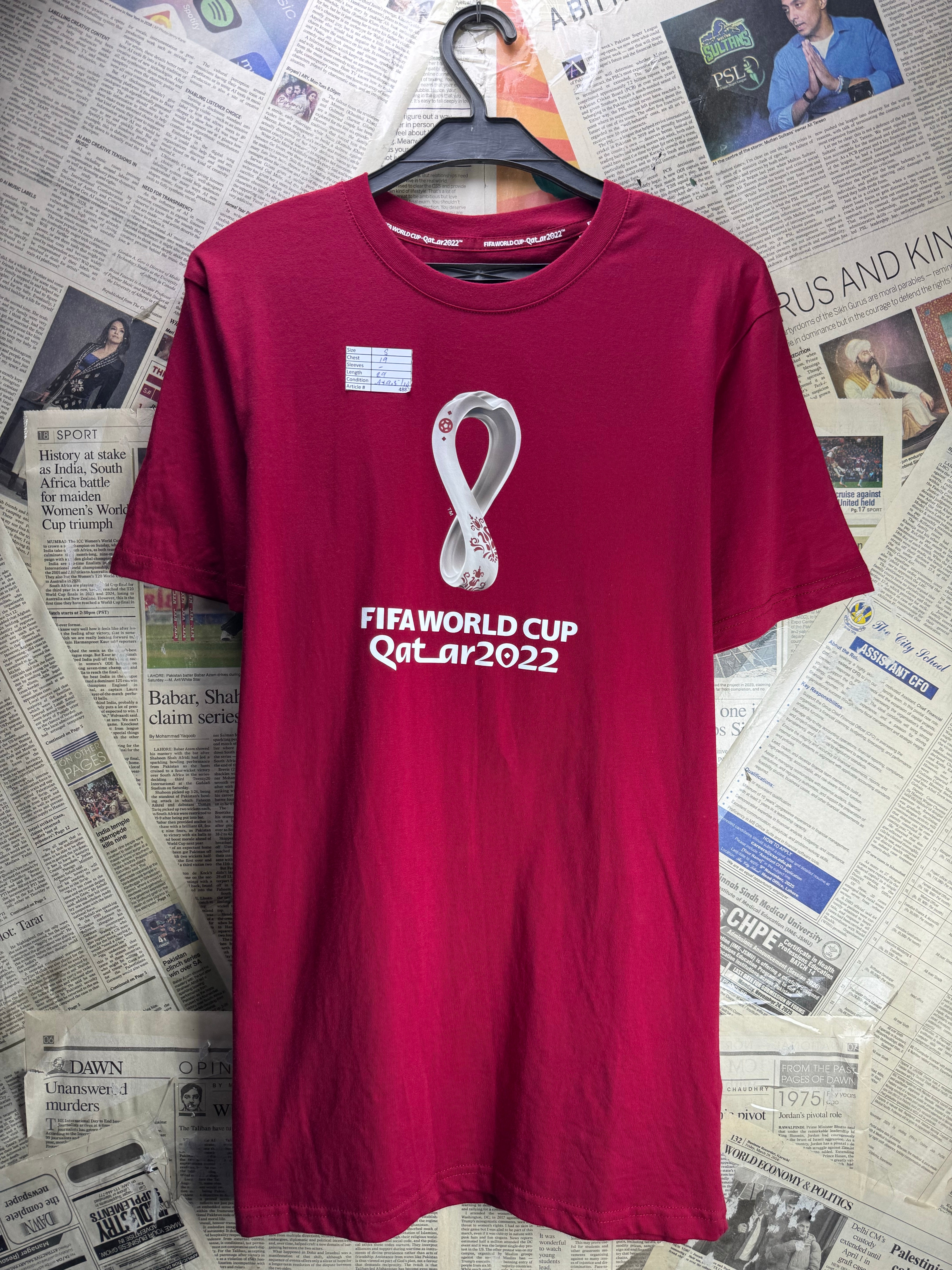 Fifa® Small | Chest: 19" | Red | T-Shirt | Cotton | 4882 - Genuine Maal