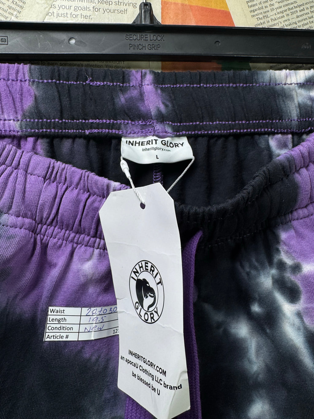 Inherit Glory® Waist: 28" to 30" | Purple tie dye | Shorts | Cotton | 1218 - Genuine Maal