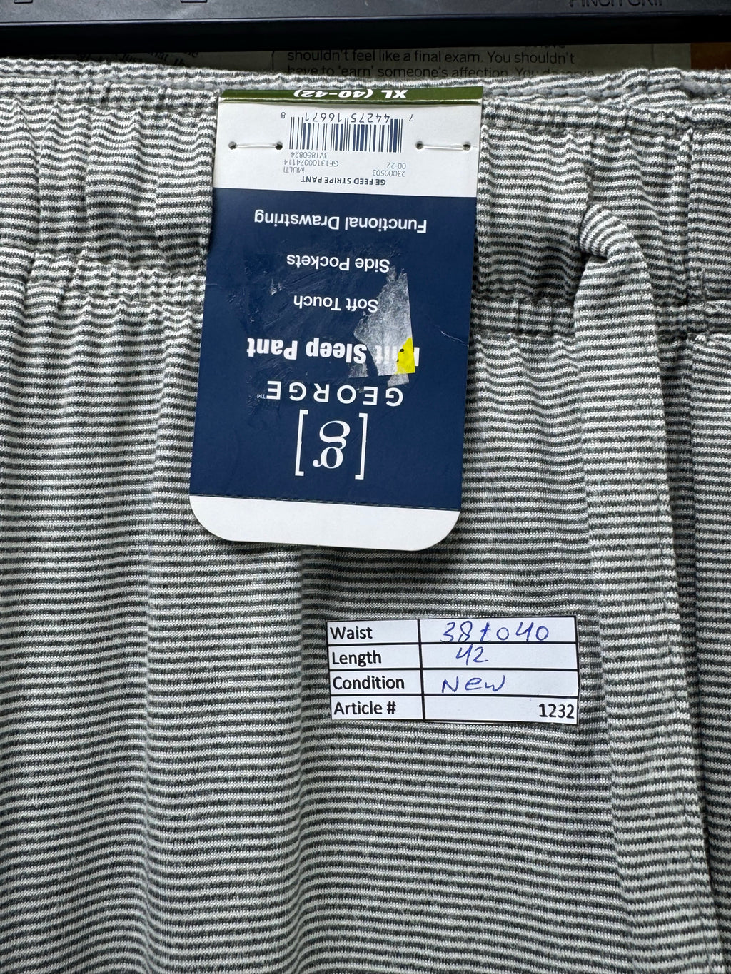 George® Waist: 38" to 40" | Grey | Sleepwear Trousers | Cotton | 1232 - Genuine Maal