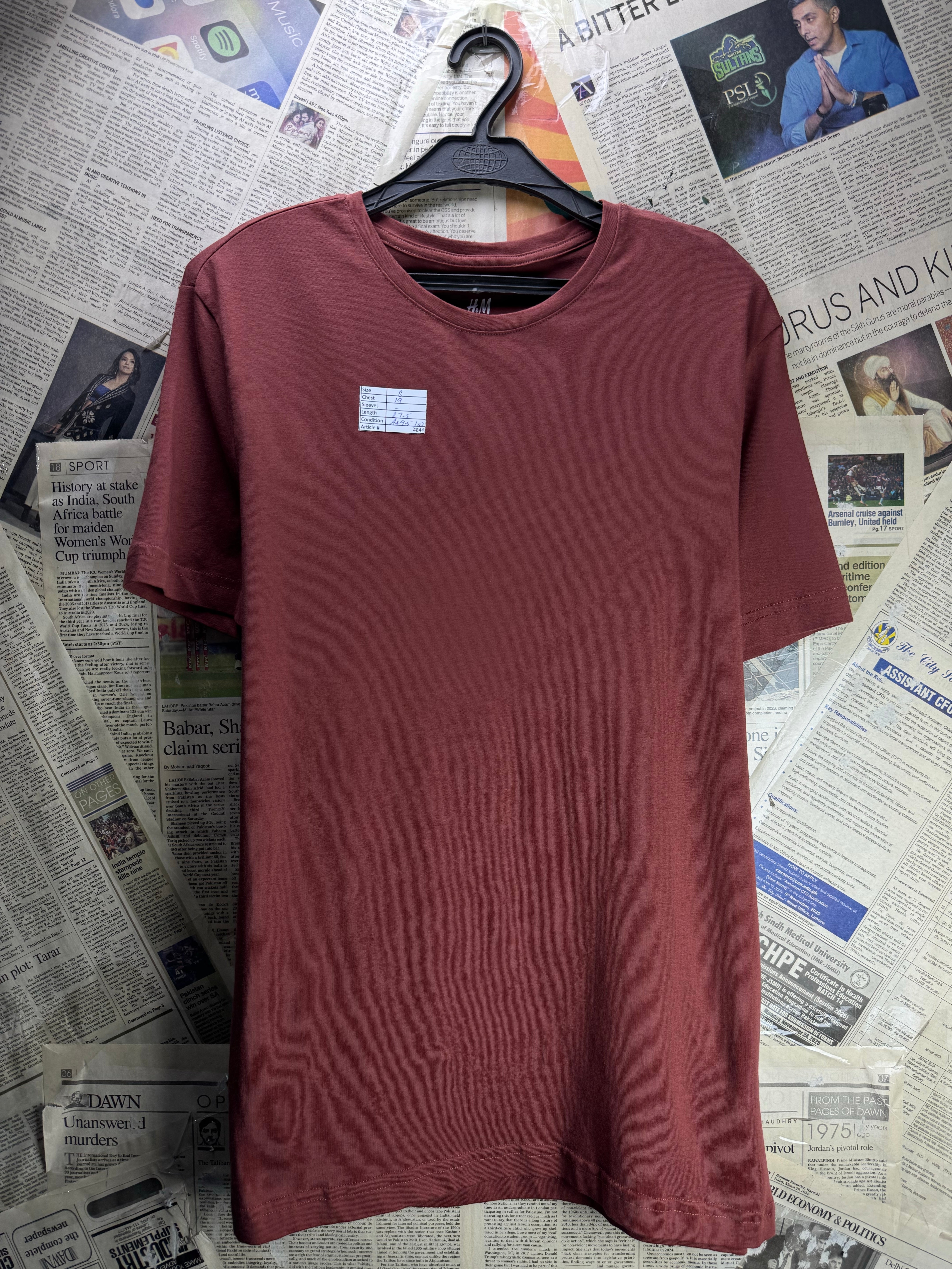 H&M® Small | Chest: 19" | Red | T-Shirt | Cotton - Elastane | 4844 - Genuine Maal