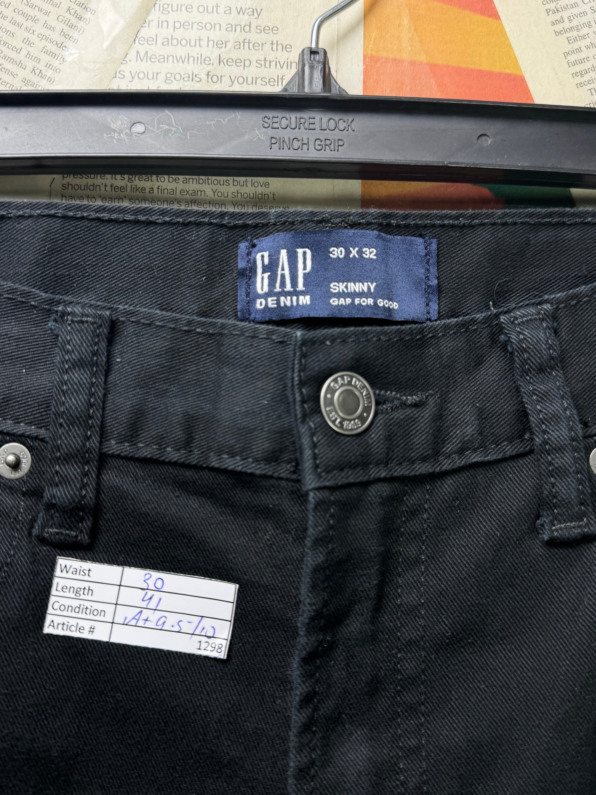 G*p® Waist: 30" | Black | Skinny Fit Denim Pants | Cotton - Elastane | 1298 - Genuine Maal