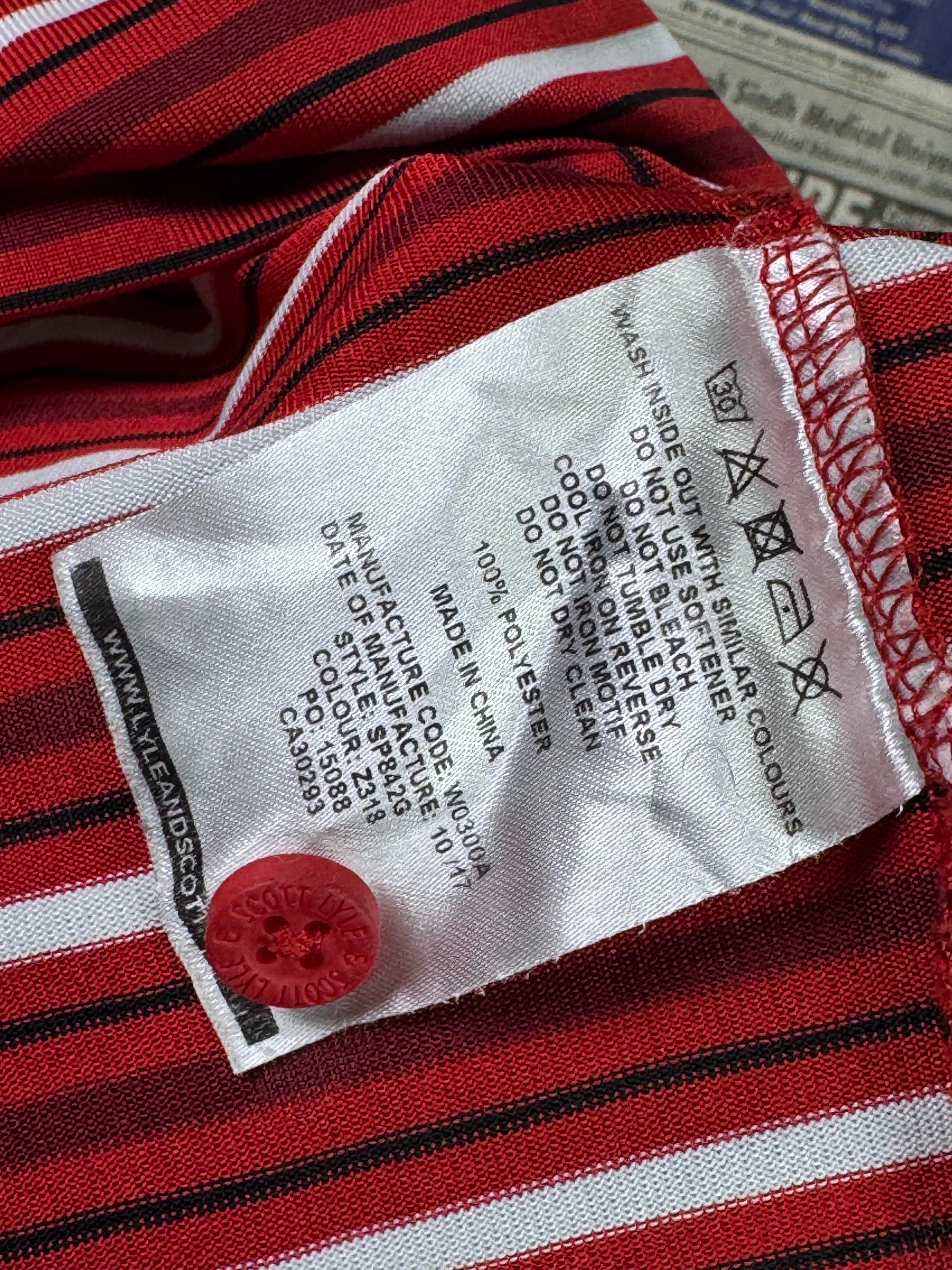 Lyle & Scott® Small | Chest: 19.5" | Red Stripe | Sports Polo | Poly | 3476 - Genuine Maal