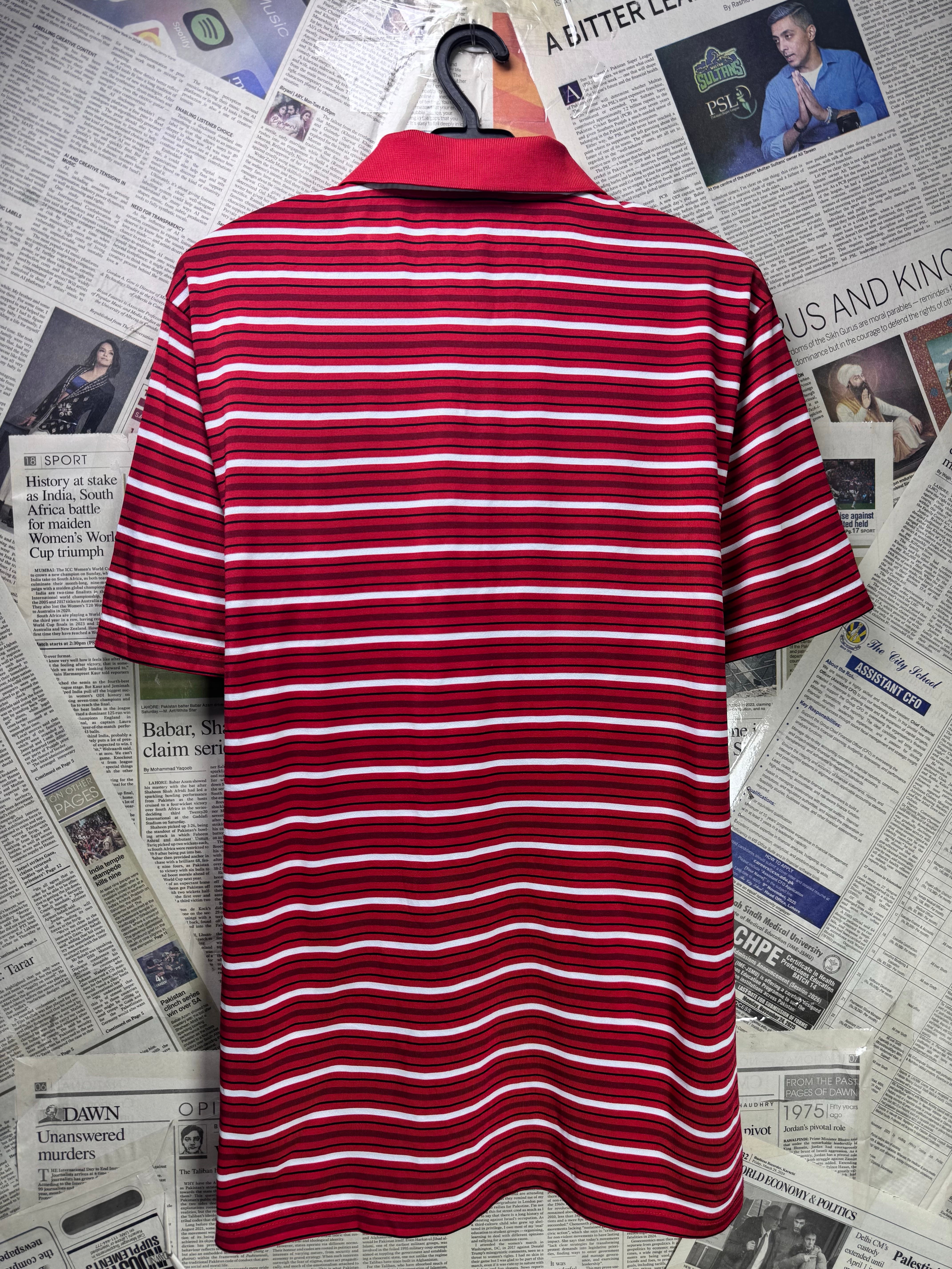 Lyle & Scott® Small | Chest: 19.5" | Red Stripe | Sports Polo | Poly | 3476 - Genuine Maal