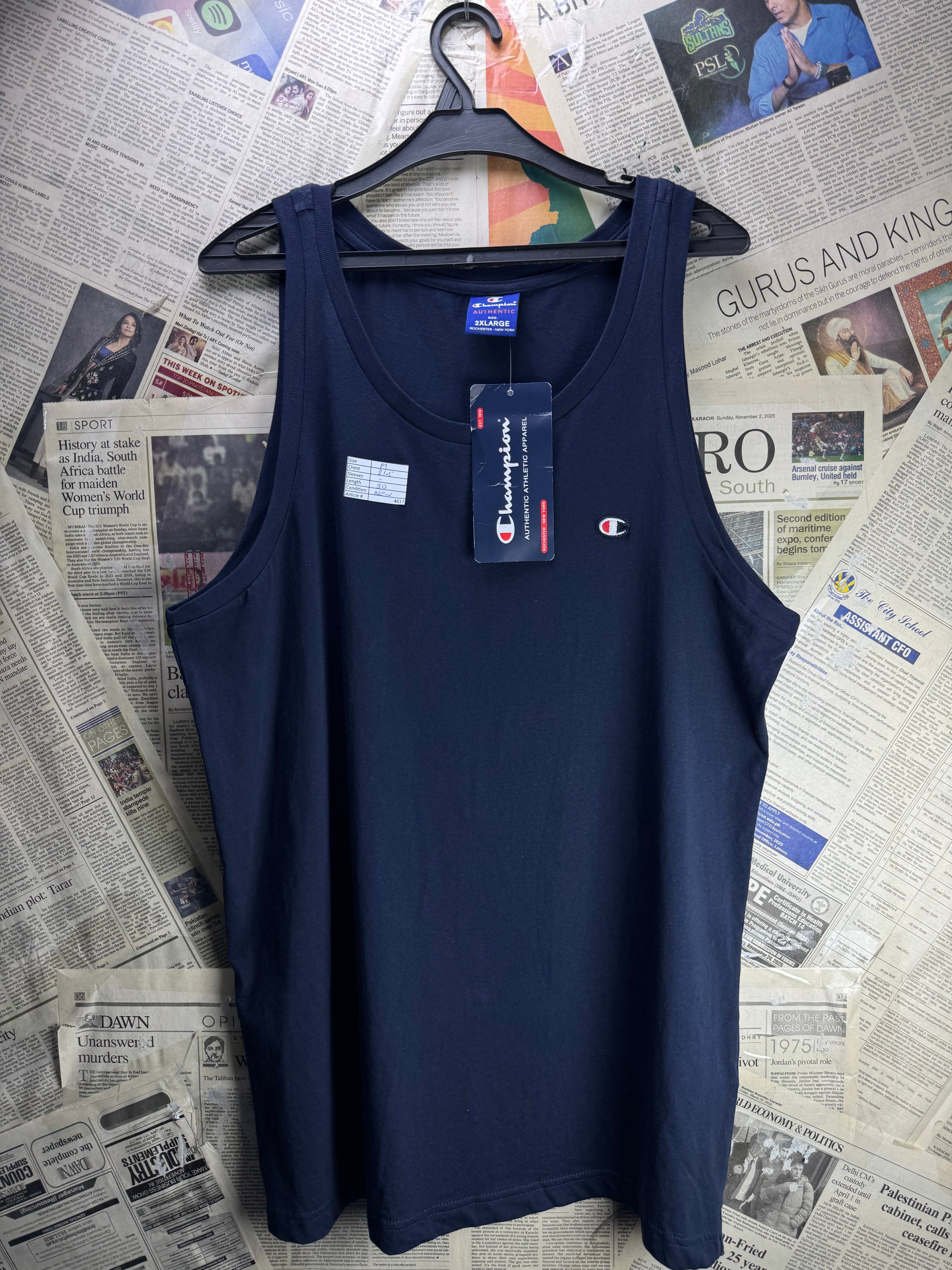 Champion® Medium | Chest: 21.5" | Navy | Tank Top | Cotton | 4617 - Genuine Maal
