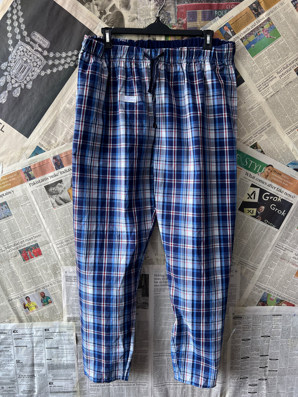 Tom Franks® Waist: 36" to 38" | Blue Check | Pajama | 1535 - Genuine Maal