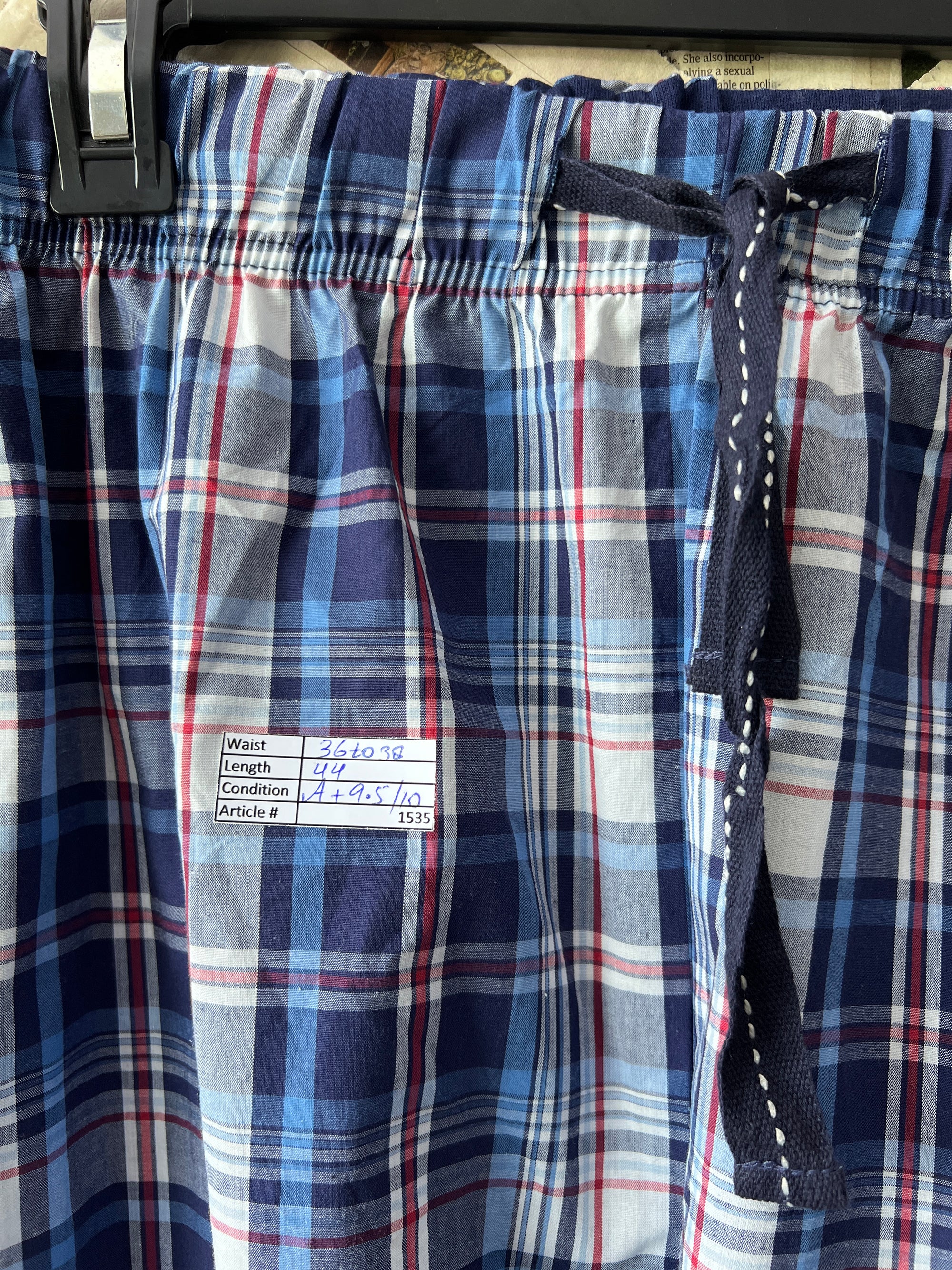 Tom Franks® Waist: 36" to 38" | Blue Check | Pajama | 1535 - Genuine Maal