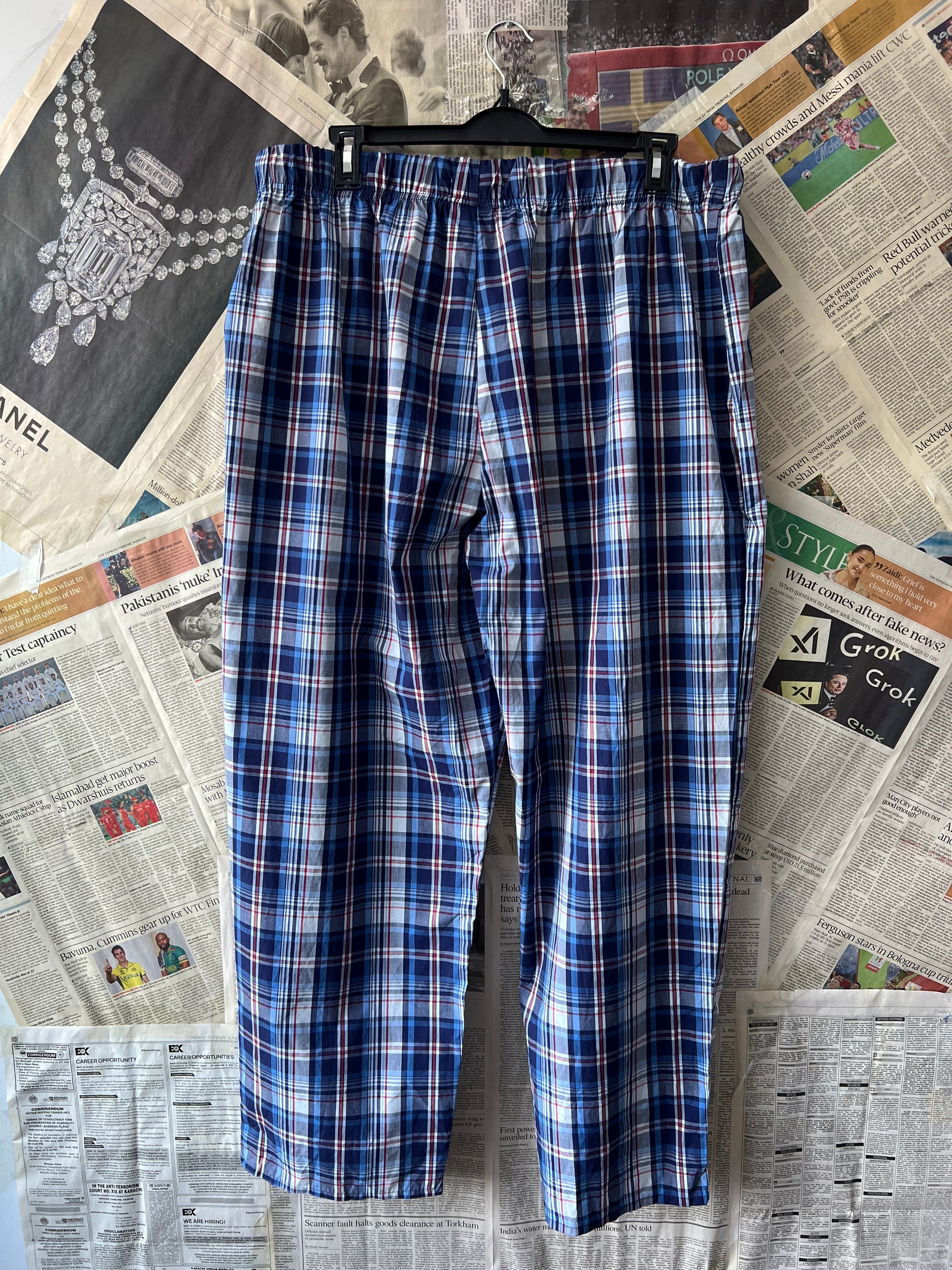 Tom Franks® Waist: 36" to 38" | Blue Check | Pajama | 1535 - Genuine Maal