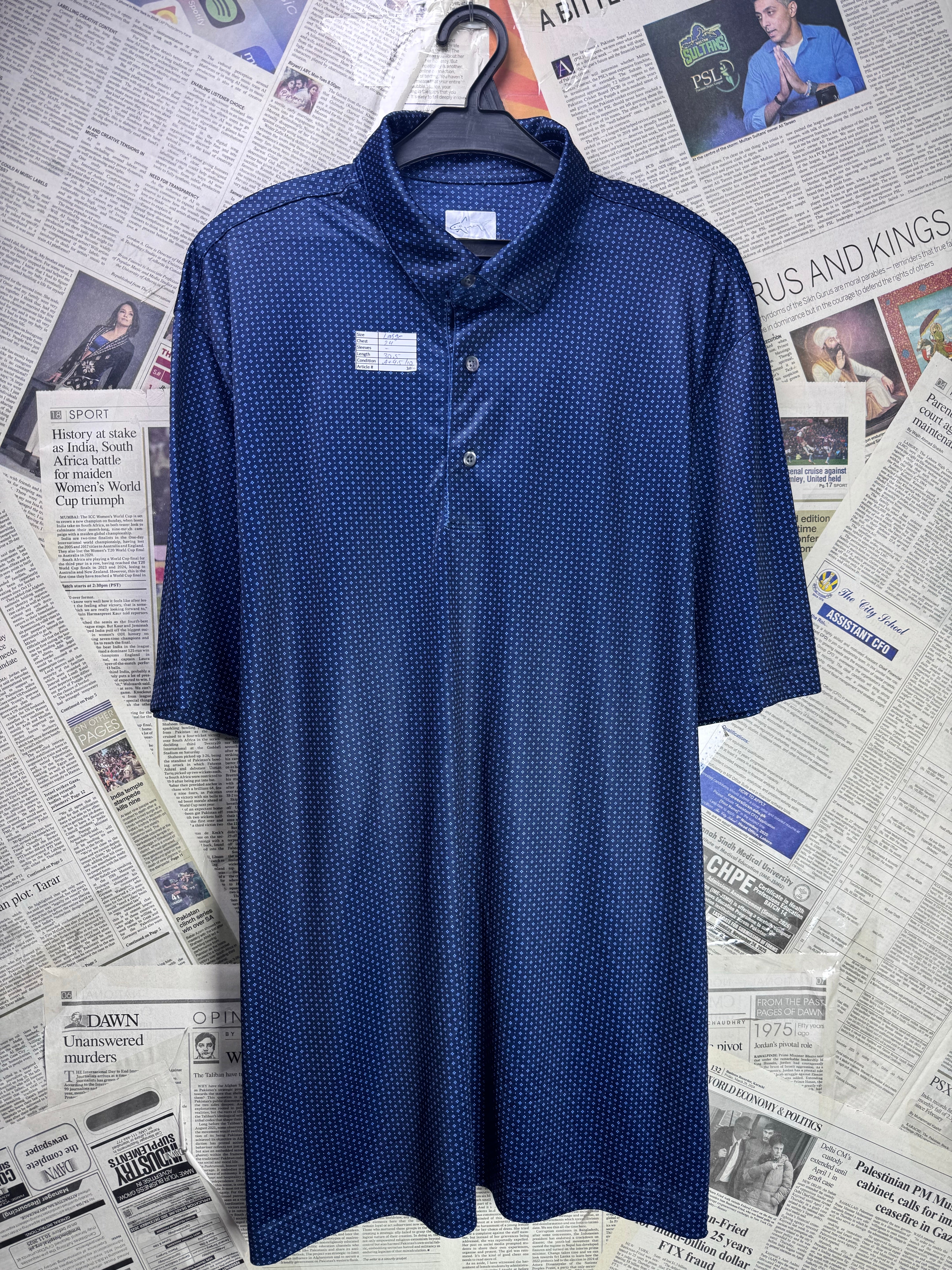 Greg Norman® Large | Chest: 24" | Blue | Golf Polo | Poly | 3466 - Genuine Maal