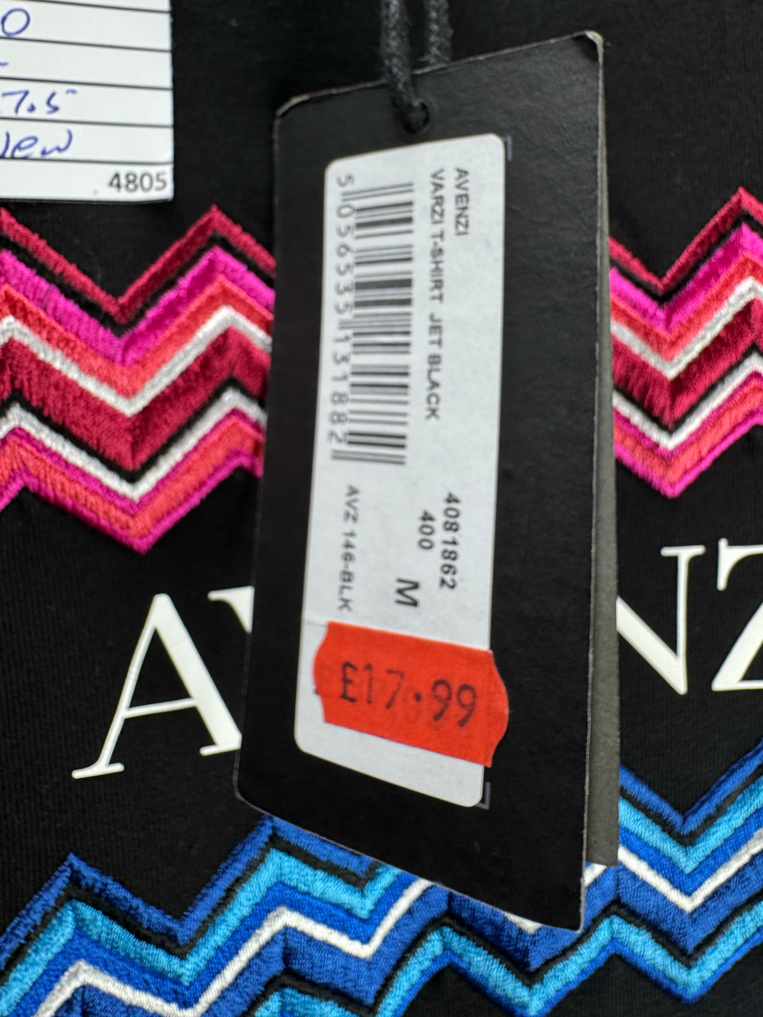 Avenzi Jeans® Small | Chest: 20" | Blue | T-Shirt | Cotton - Elastane | 4805 - Genuine Maal