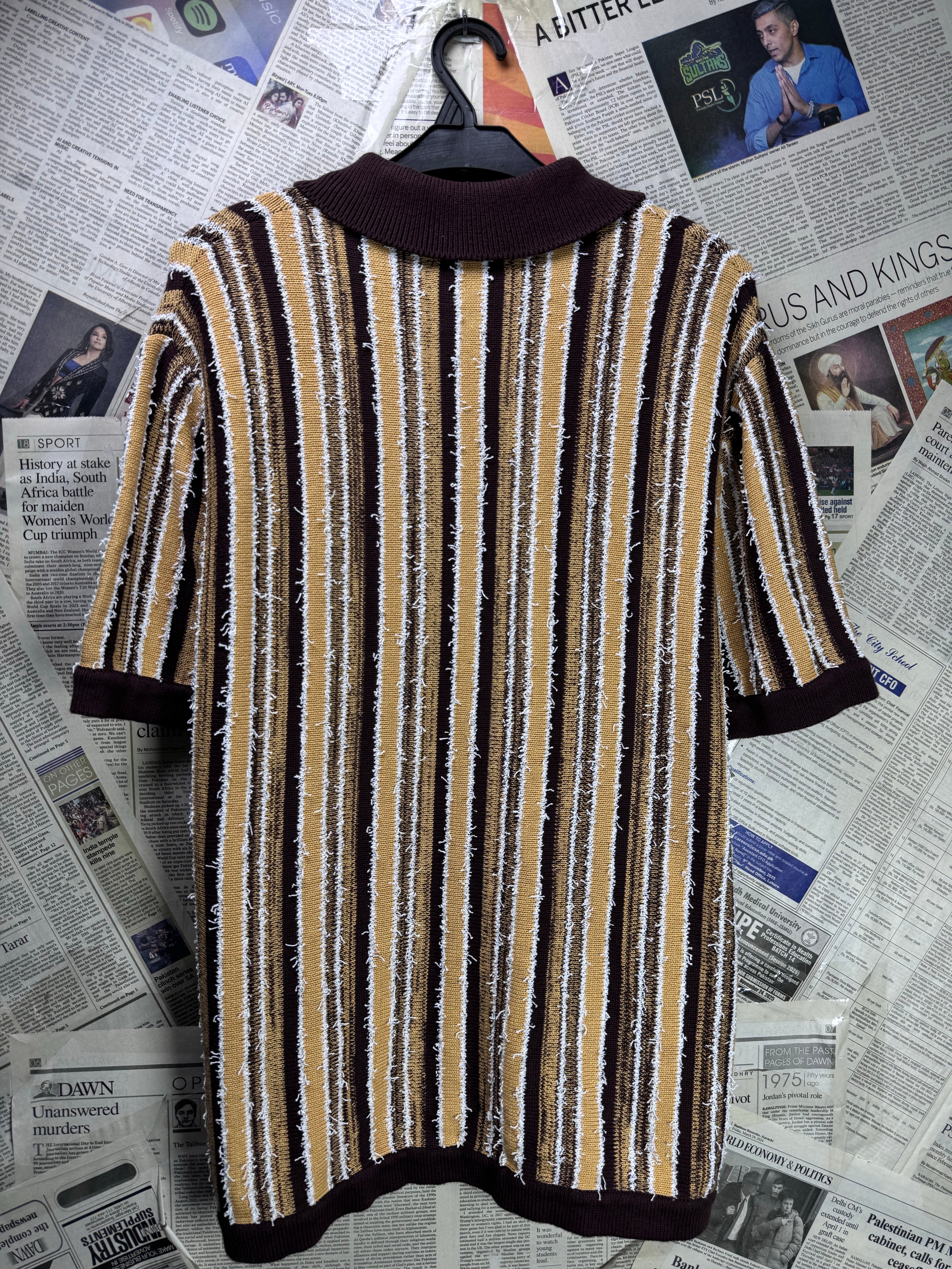 Zara® Medium | Chest: 21.5" | Textured Knit Polo | Cotton - Viscose - Poly | 3486 - Genuine Maal