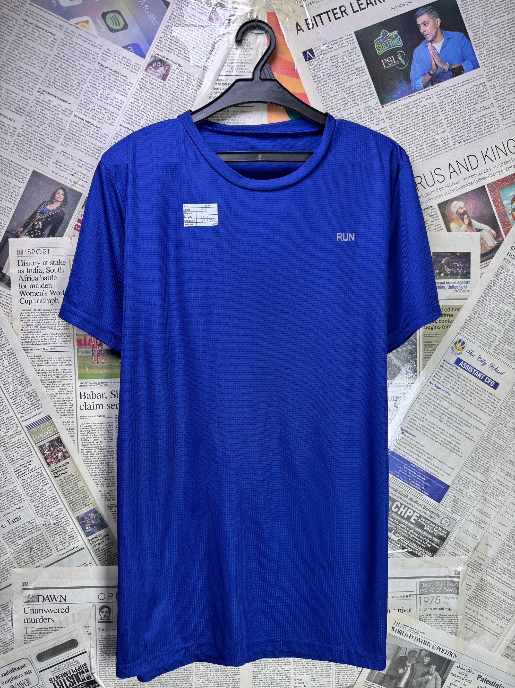 RUN® Small | Chest: 20" | Royal Blue | Sports T-Shirt | Poly | 3474 - Genuine Maal