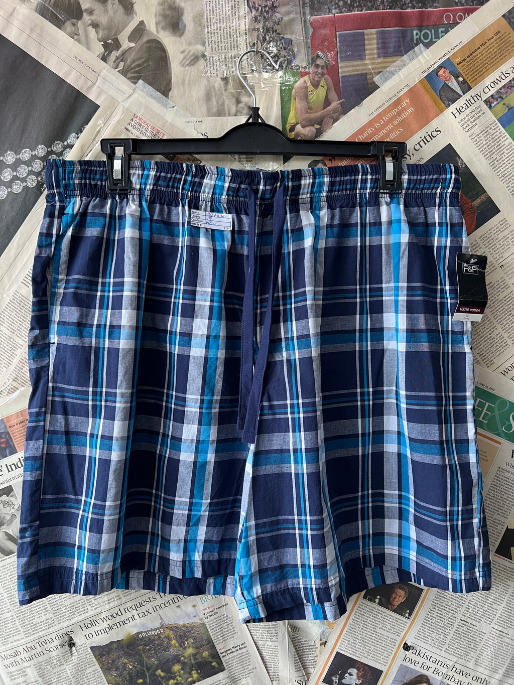 F&F® Waist: 38" to 40" | Blue Check | Shorts | 1110 - Genuine Maal