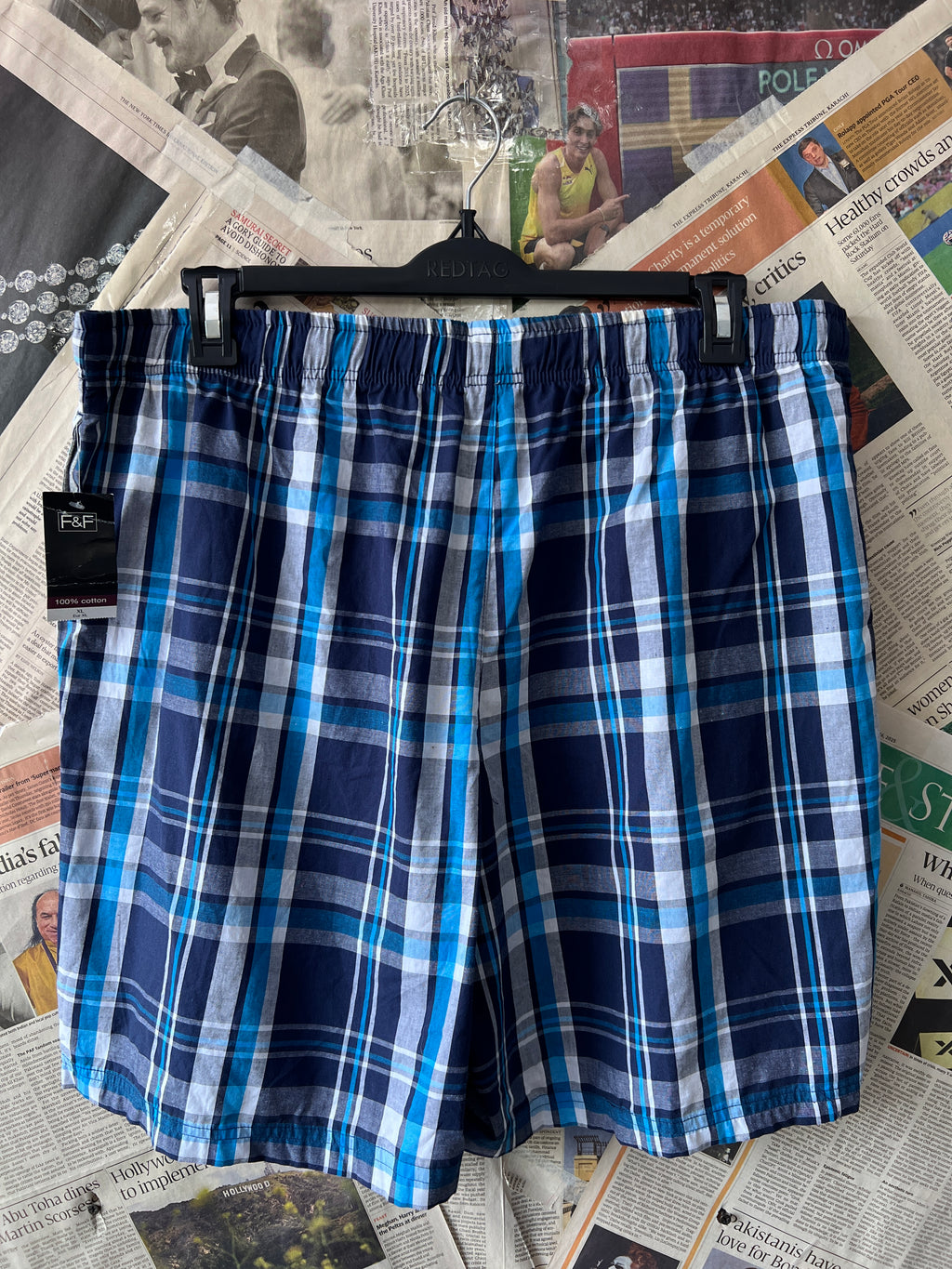 F&F® Waist: 38" to 40" | Blue Check | Shorts | 1110 - Genuine Maal