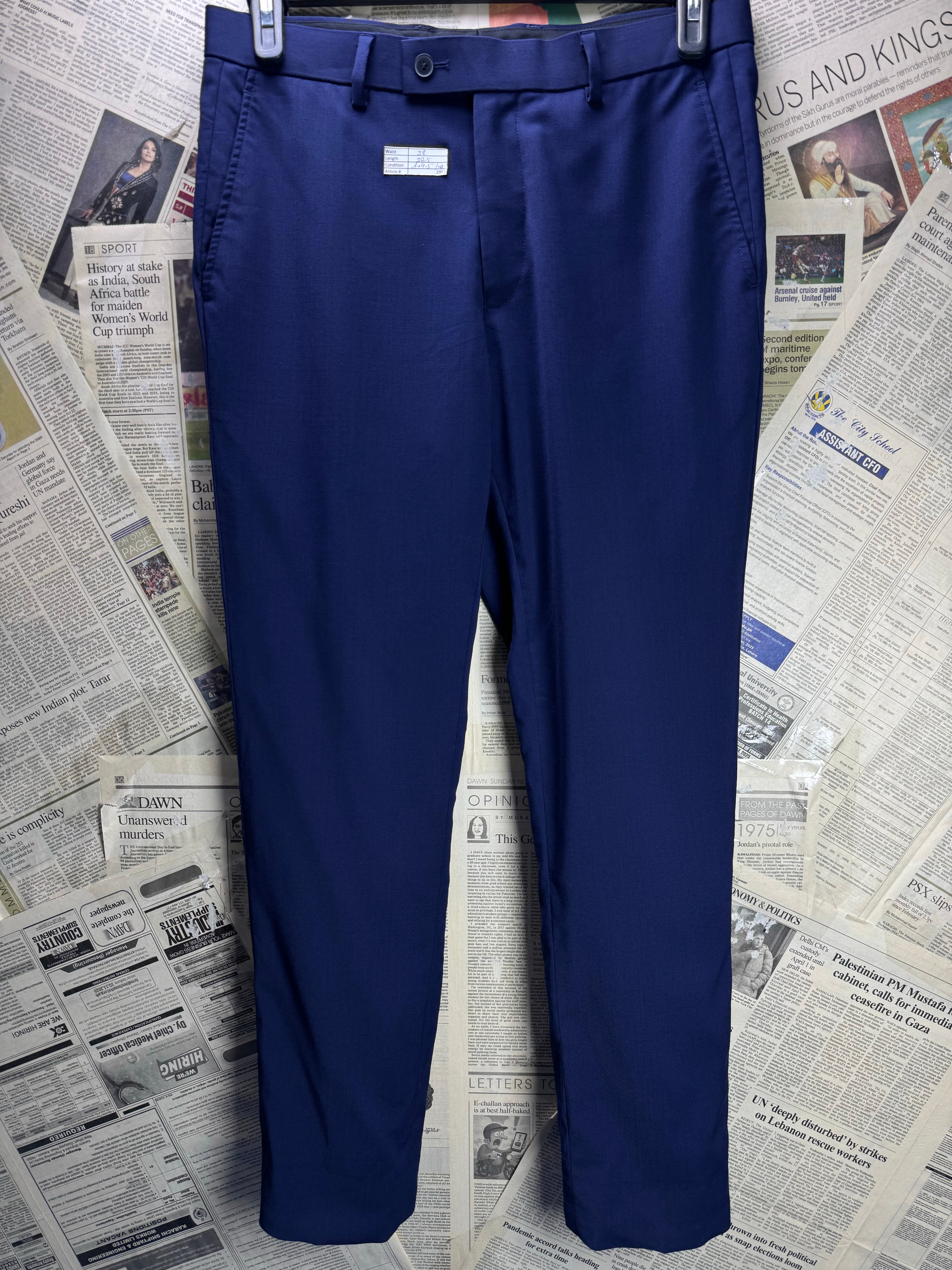 Brook Taverner® Waist: 32" | Blue | Dress Pants | Poly - Wool - Lycra | 2953 - Genuine Maal