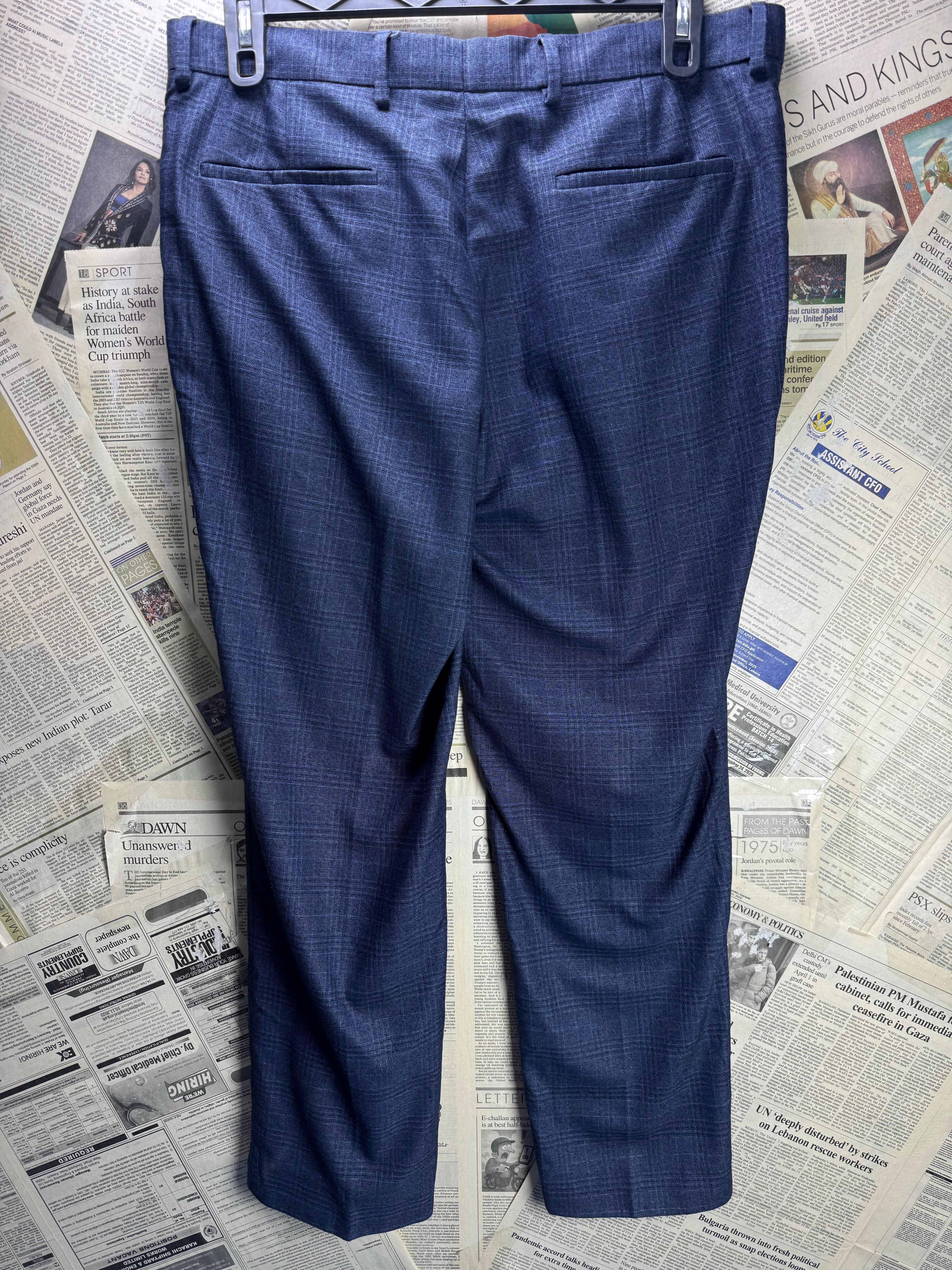 M&S® Waist: 36" | Blue | Dress Pants | Poly - Viscose - Elastane | 2952 - Genuine Maal
