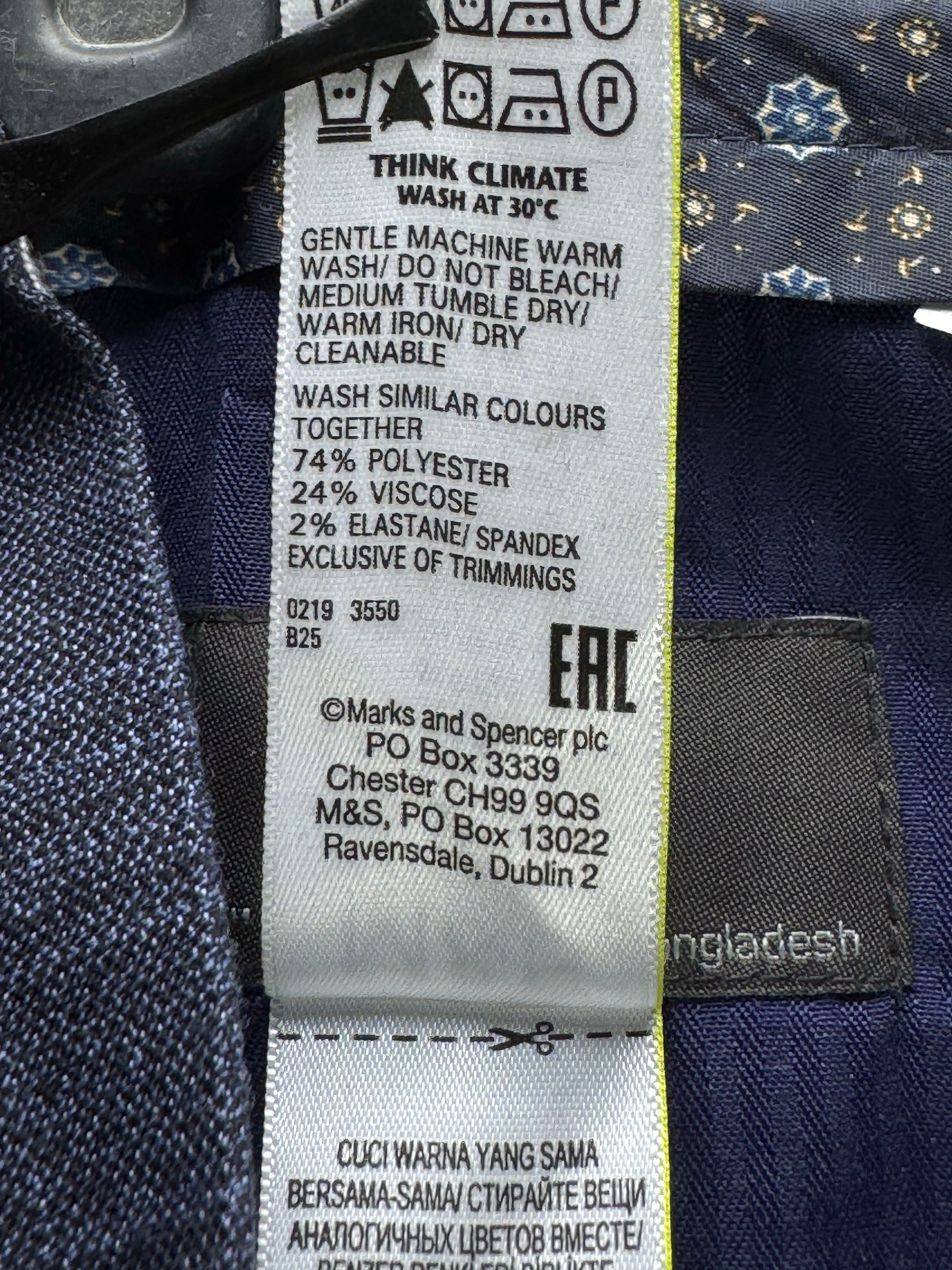 M&S® Waist: 36" | Blue | Dress Pants | Poly - Viscose - Elastane | 2952 - Genuine Maal