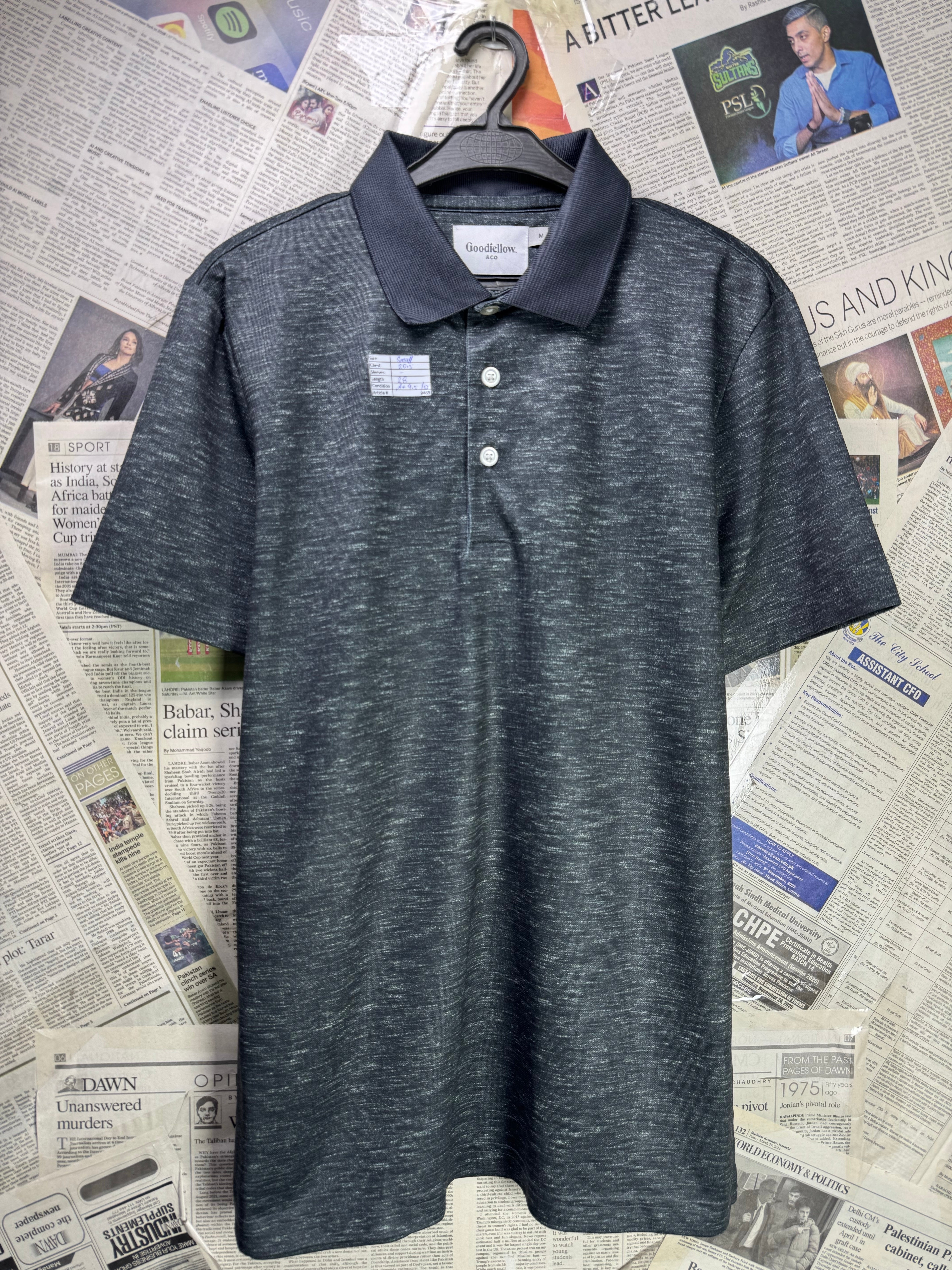 GoodFellow® Small | Chest: 20.5" | Heather Grey | Gym Polo | Poly - Elastane | 3465 - Genuine Maal