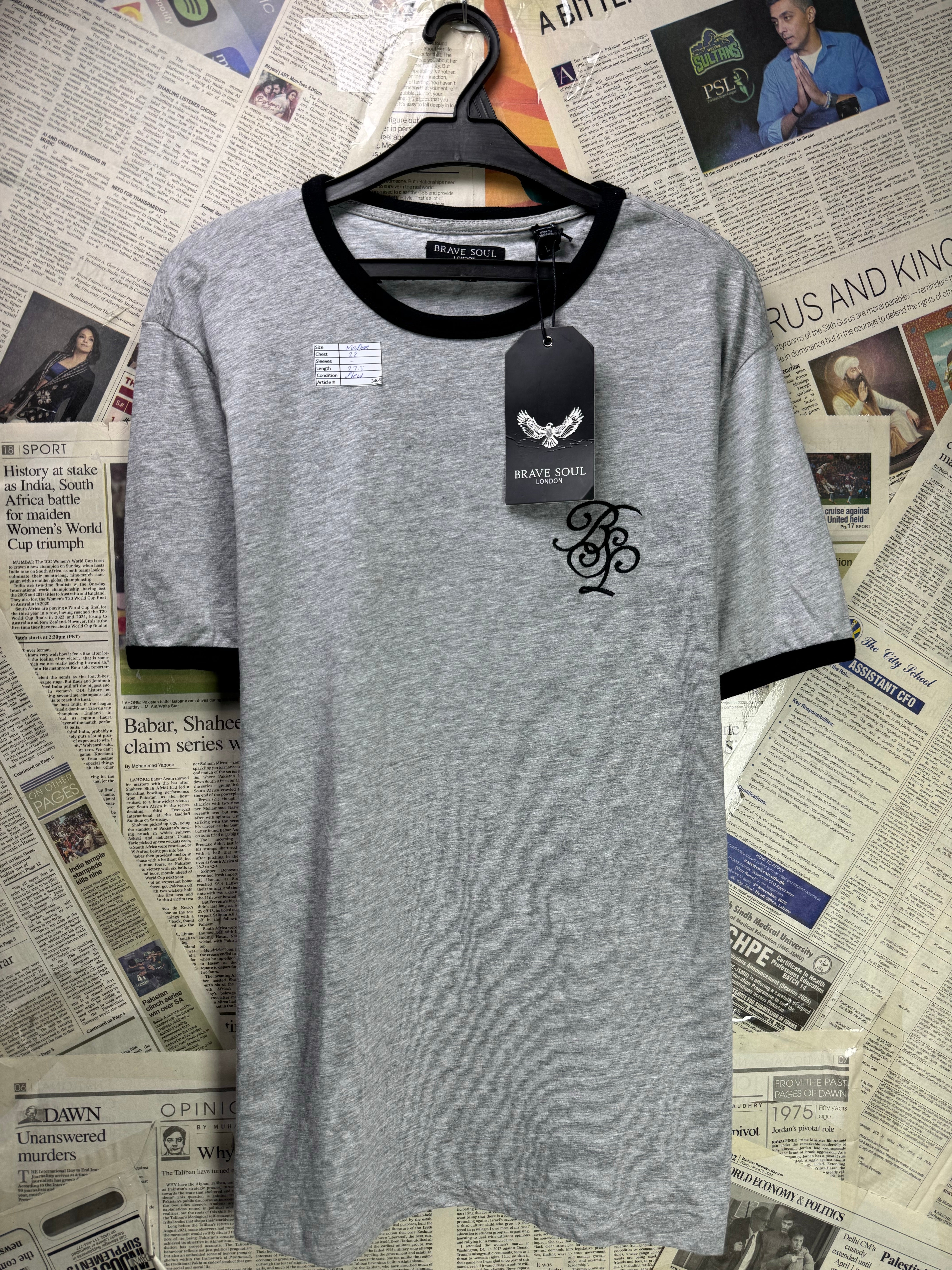 Brave Soul® Medium | Chest: 22" | Grey | T-Shirt | Cotton - Viscose | 3468 - Genuine Maal