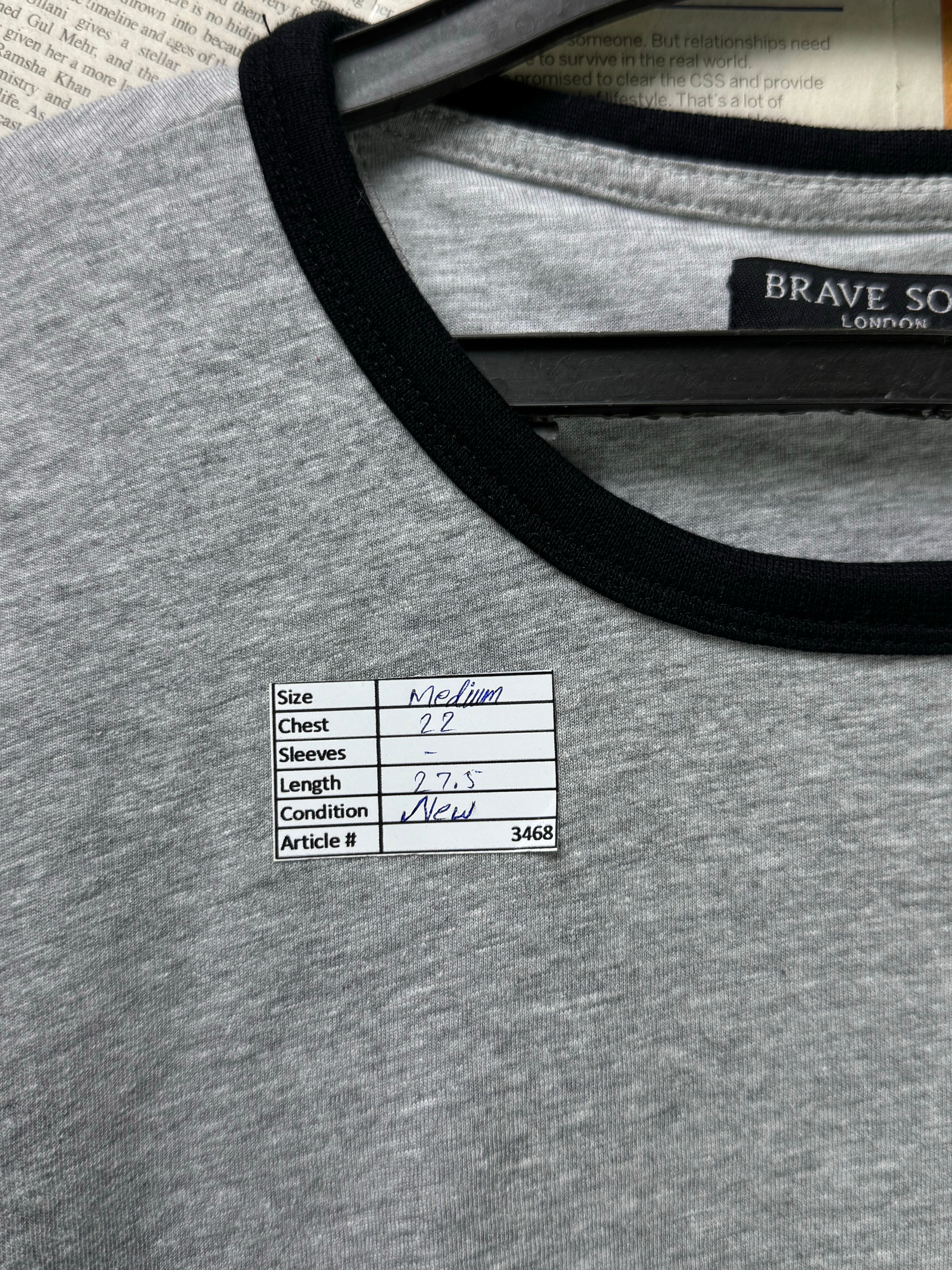 Brave Soul® Medium | Chest: 22" | Grey | T-Shirt | Cotton - Viscose | 3468 - Genuine Maal
