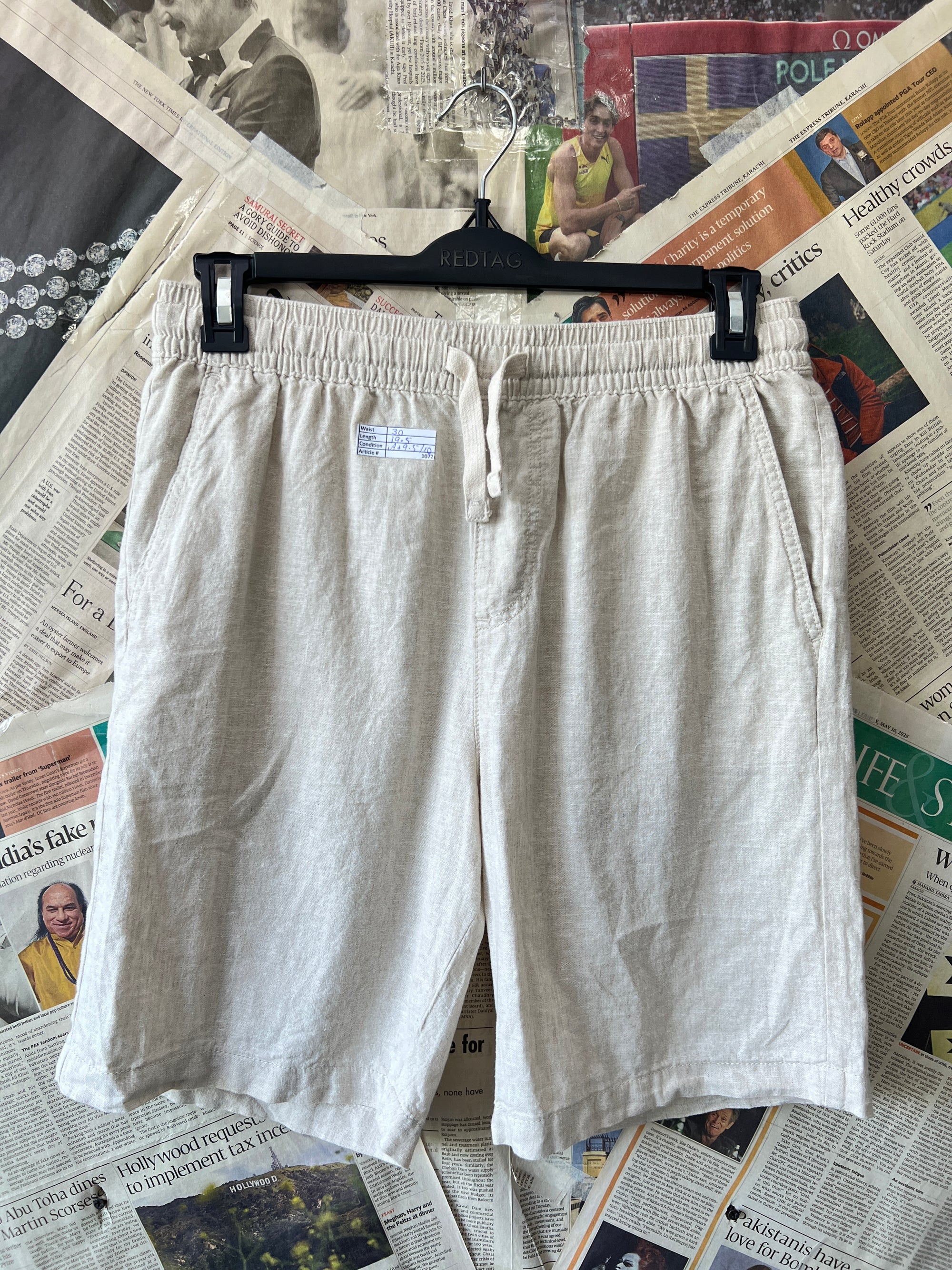 Denim Co.® Waist: 30" | Beige | Shorts | Linen Blend | 1072 - Genuine Maal