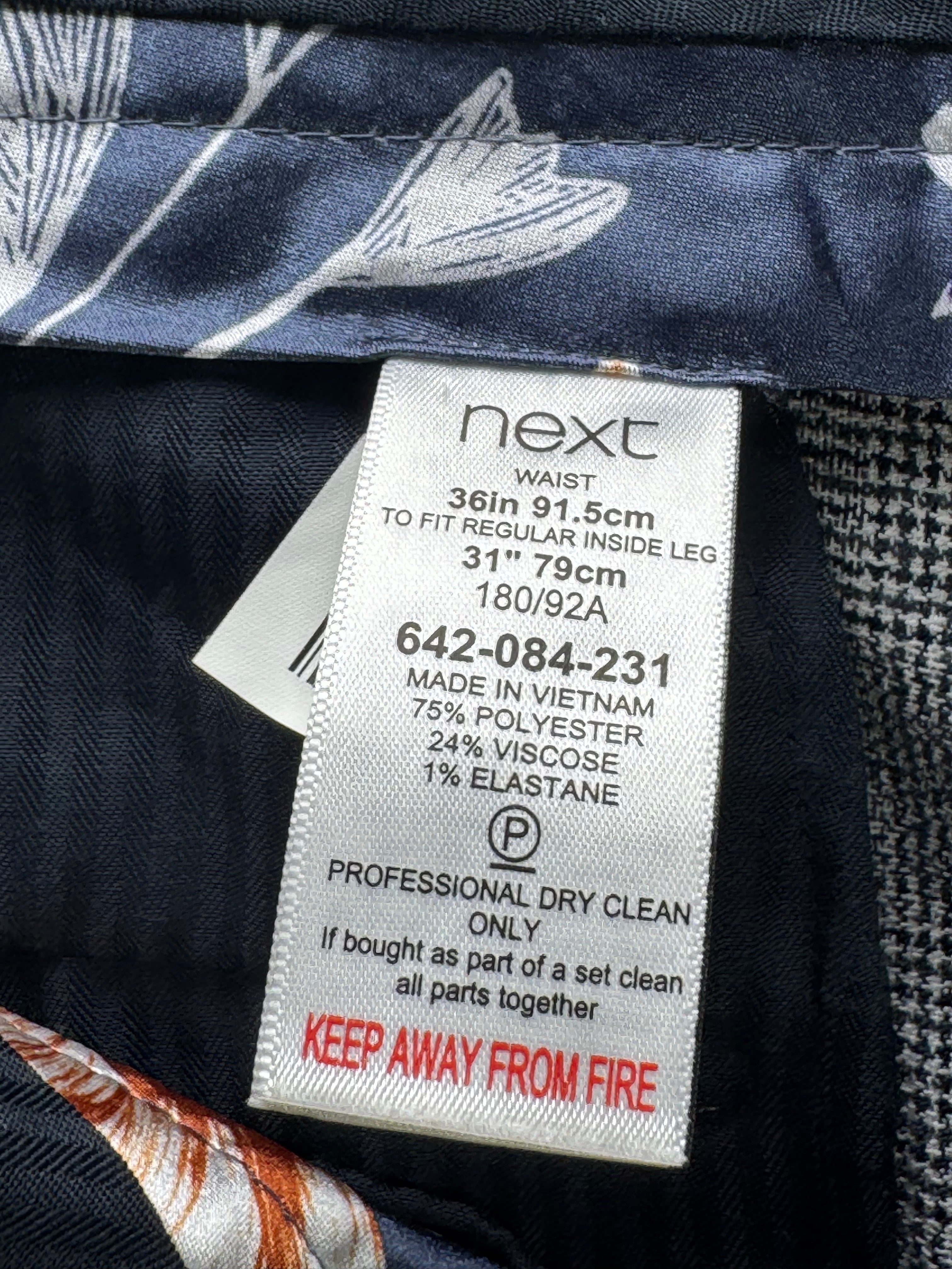 Next® Waist: 36" | Grey | Skinny Fit Dress Pants | Poly - Viscose - Elastane | 2964 - Genuine Maal