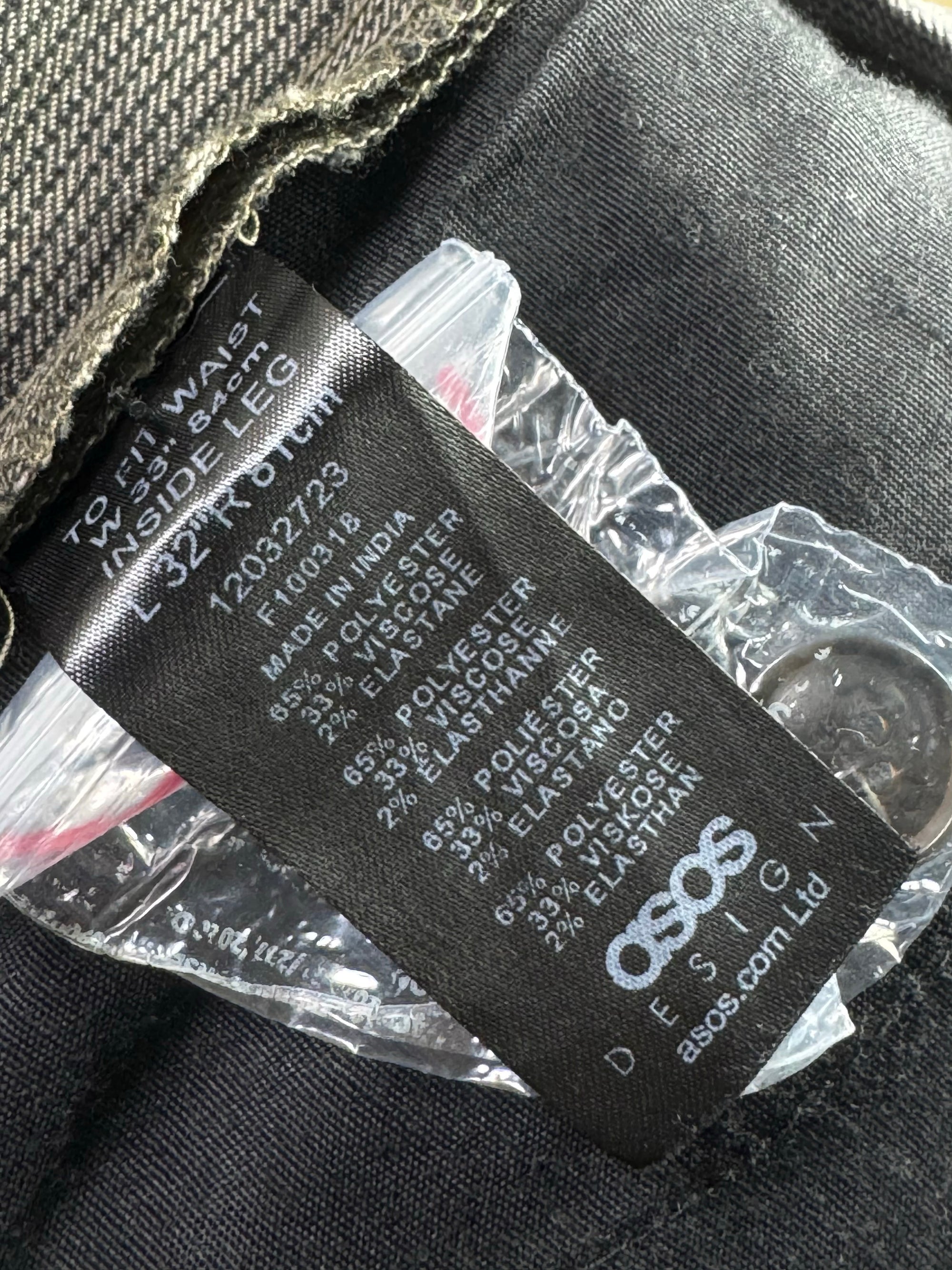 Asos® Waist: 32" | Charcoal | Slim fit Pleated Pants | Poly - Viscose - Elastane | 1293 - Genuine Maal