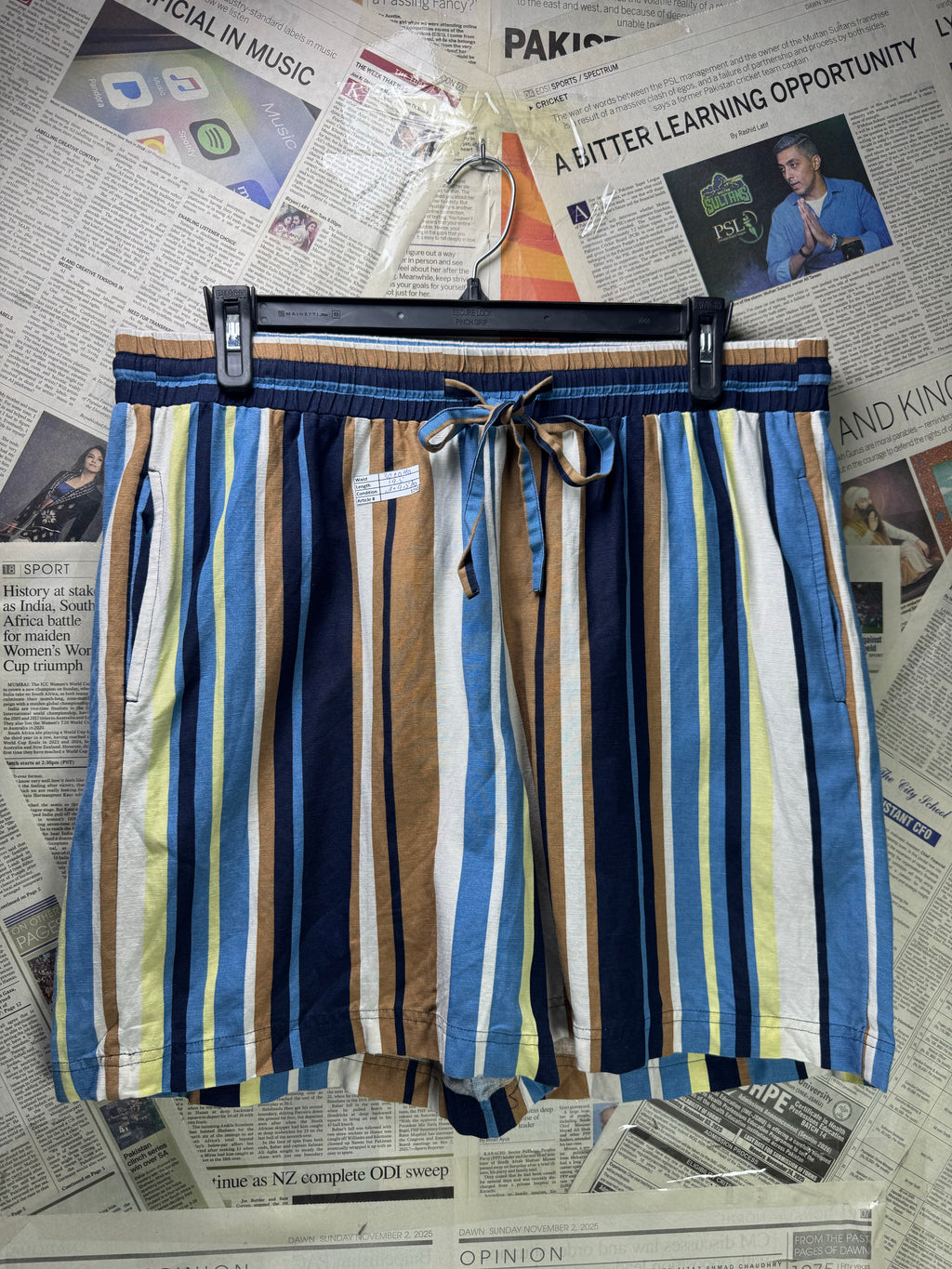 JD William® Waist: 38" to 40" | Multicolor Stripe | Beach Shorts | Viscose - Cotton - Linen | 1292 - Genuine Maal