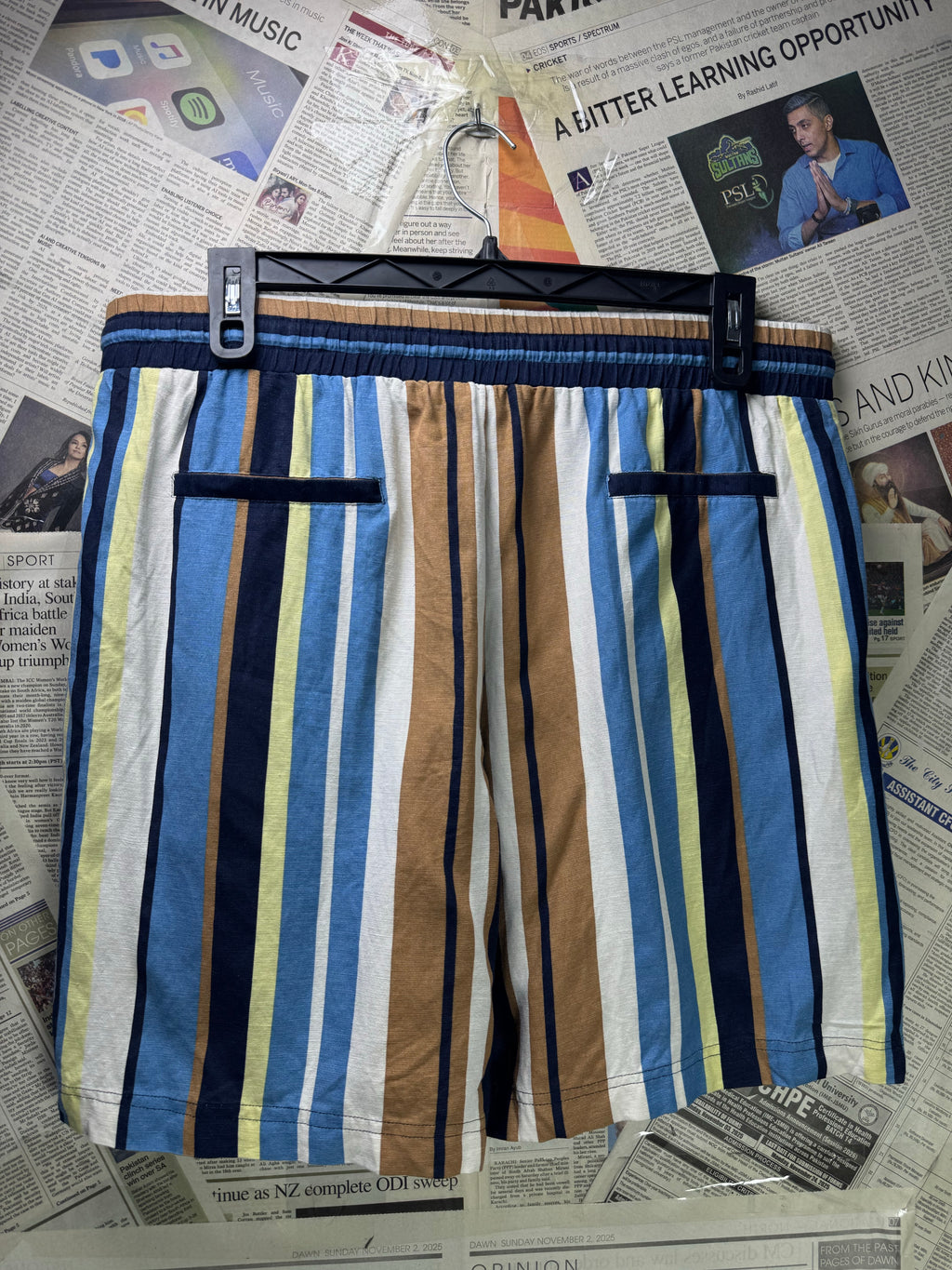 JD William® Waist: 38" to 40" | Multicolor Stripe | Beach Shorts | Viscose - Cotton - Linen | 1292 - Genuine Maal