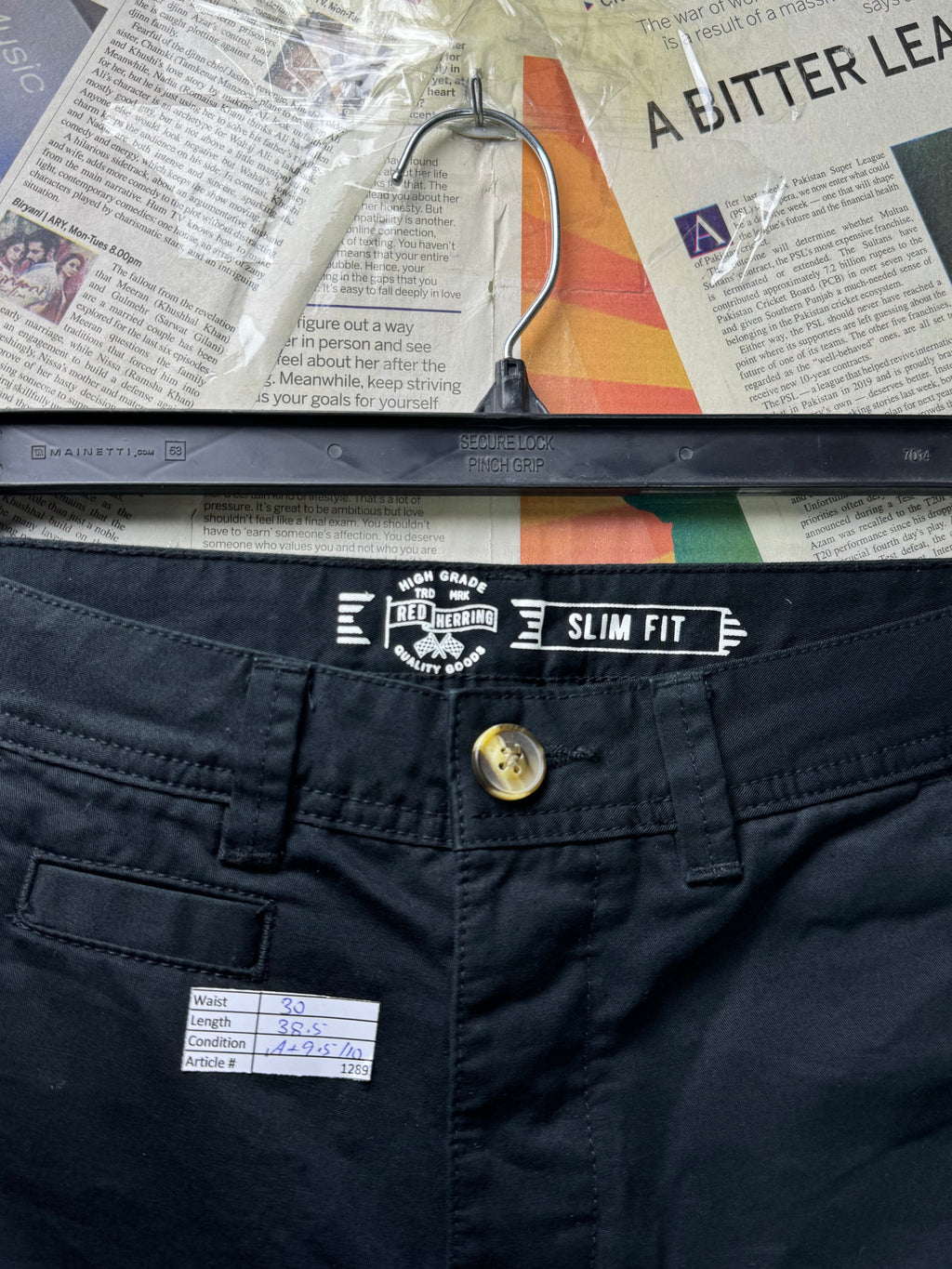 Red Herring® Waist: 30" | Black | Chino Slim Fit Pants | Cotton | 1289 - Genuine Maal