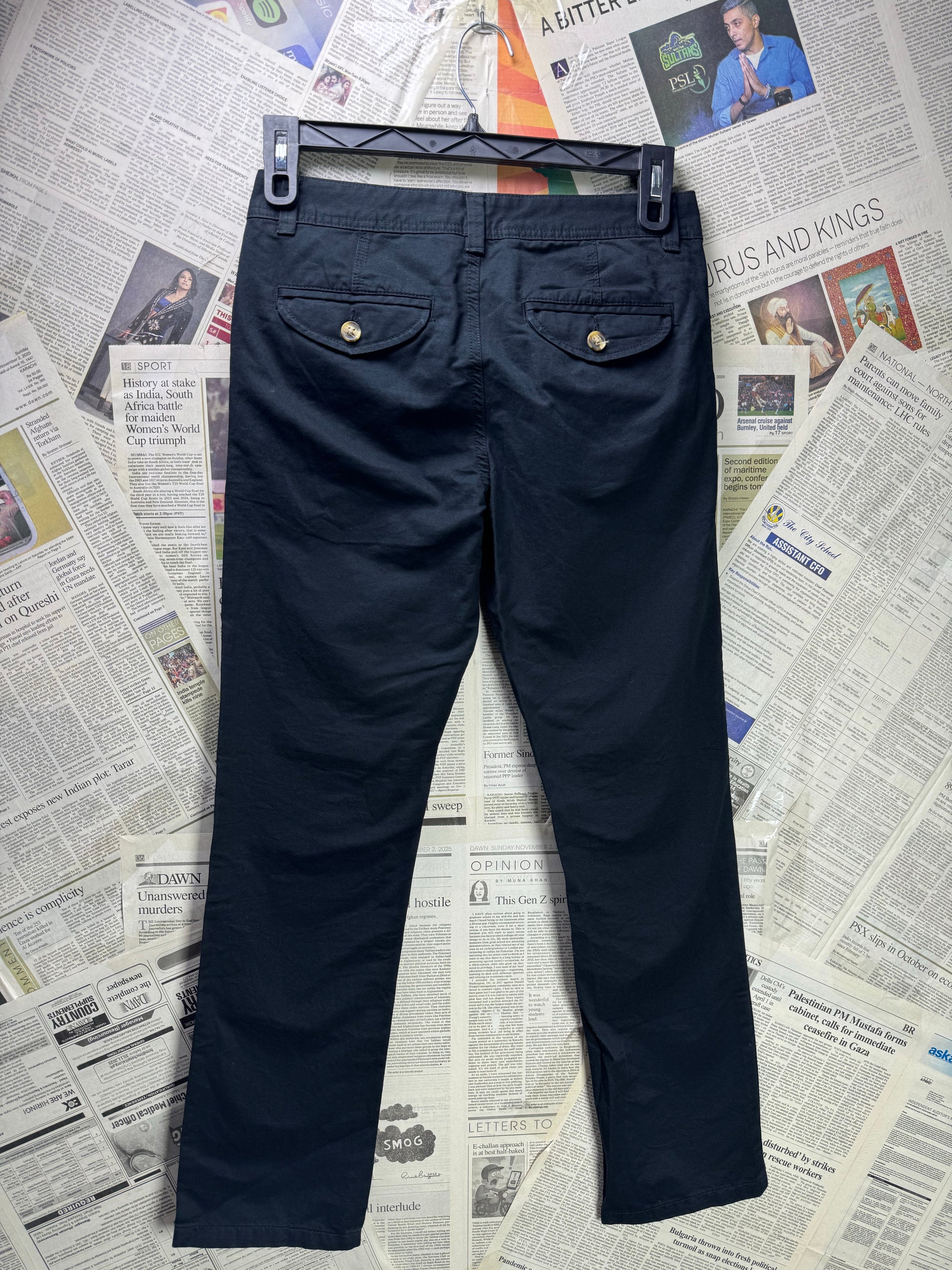 Red Herring® Waist: 30" | Black | Chino Slim Fit Pants | Cotton | 1289 - Genuine Maal