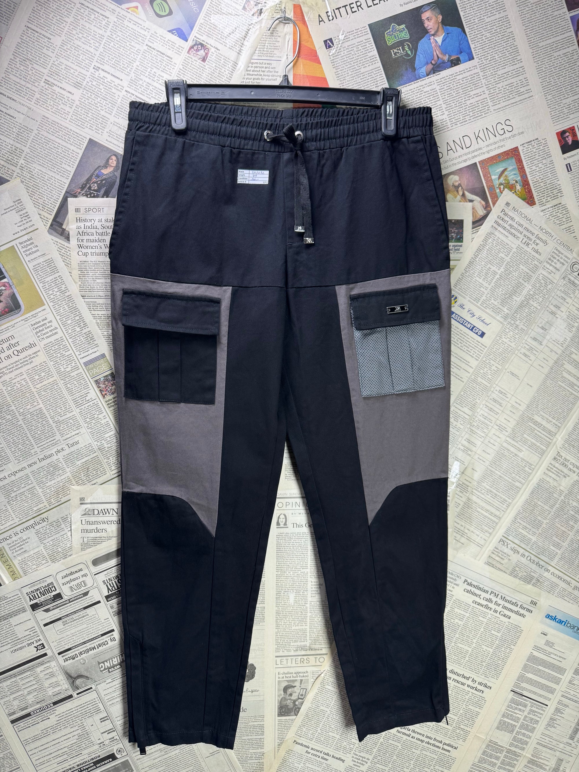 JKA® Waist: 34" to 36" | Black | Cargo Trousers | Cotton | 1287 - Genuine Maal