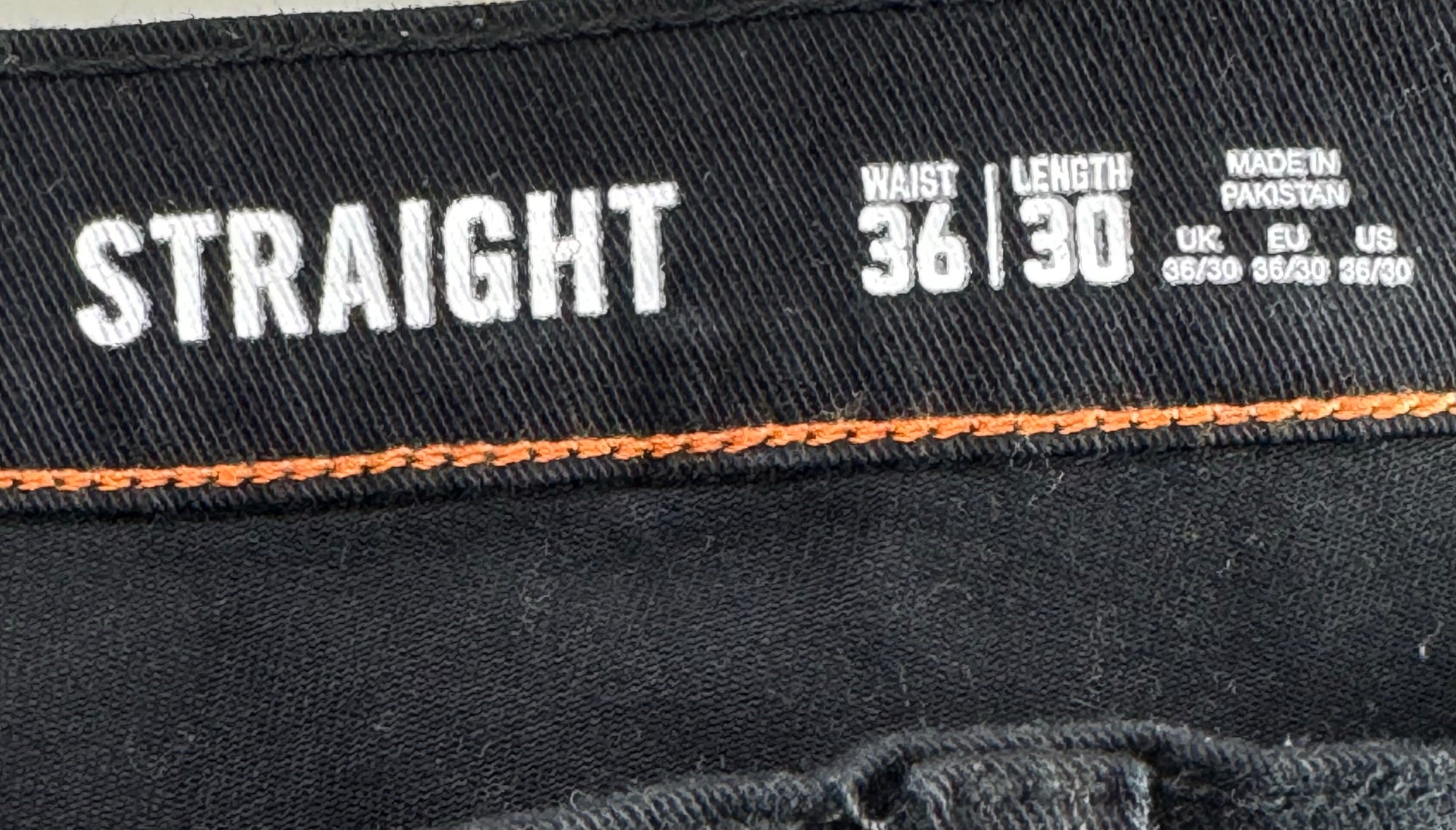 F&F® Waist: 36" to 38" | Black | Straight Fit Denim Pants | Cotton - Elastane | 1284 - Genuine Maal