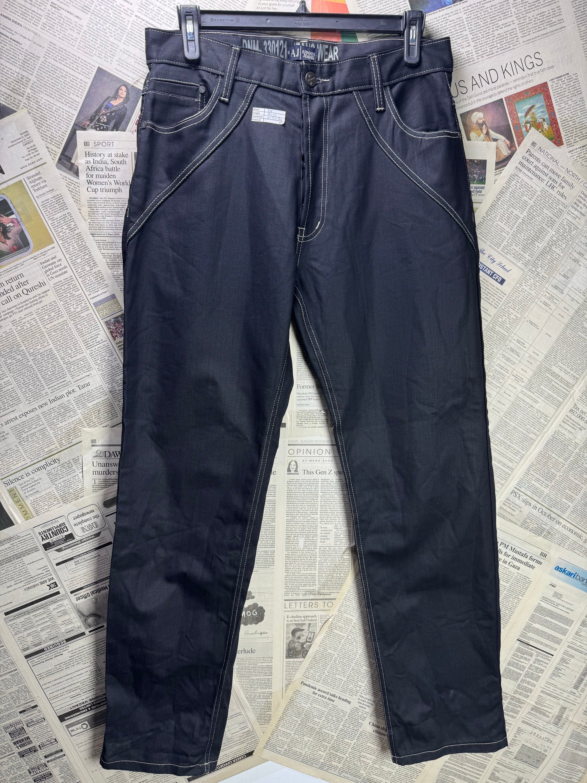 Armani Jeans® Waist: 34" | Charcoal | Straigth Fit Denim Pants | Cotton | 1286 - Genuine Maal