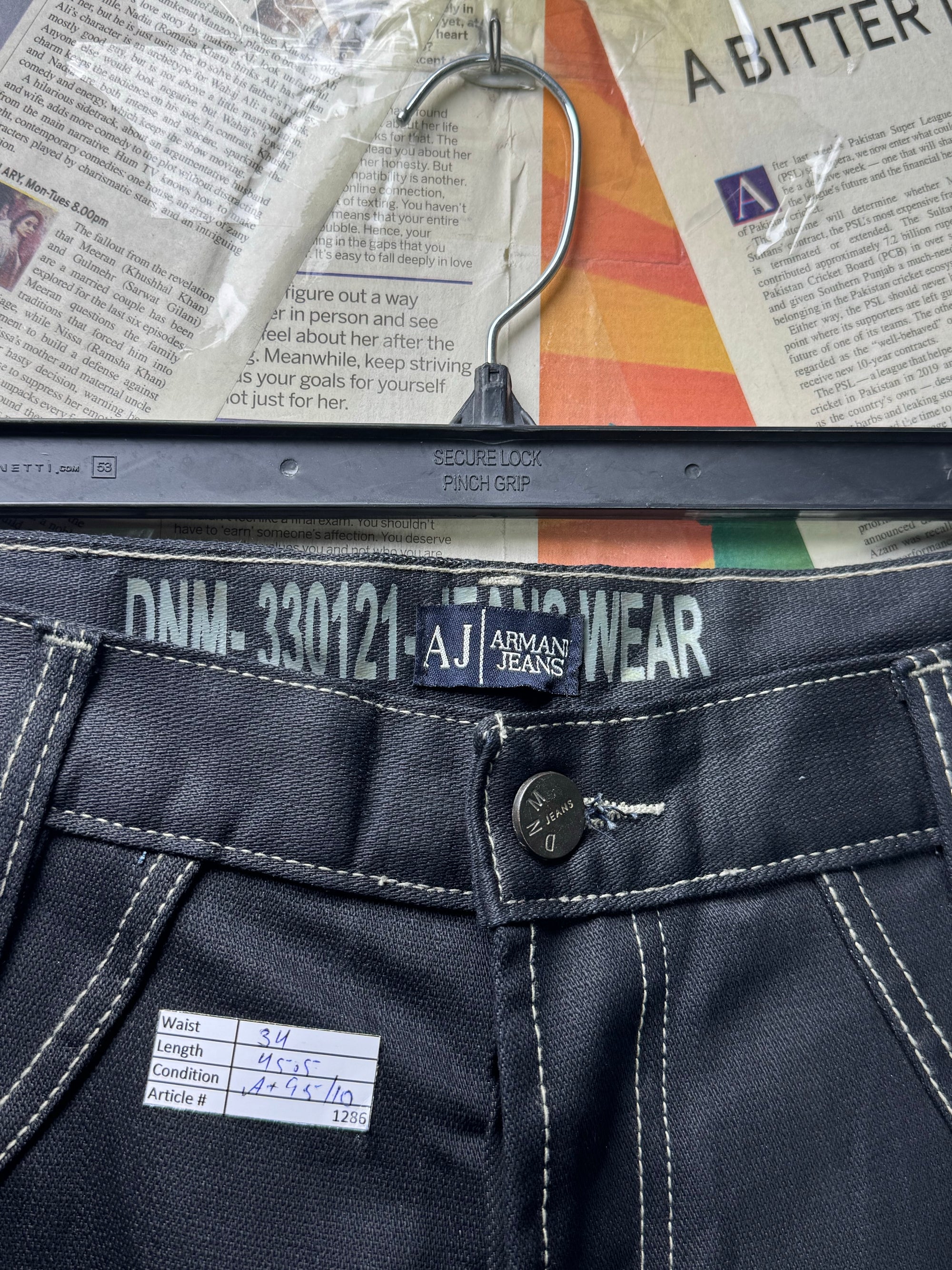 Armani Jeans® Waist: 34" | Charcoal | Straigth Fit Denim Pants | Cotton | 1286 - Genuine Maal