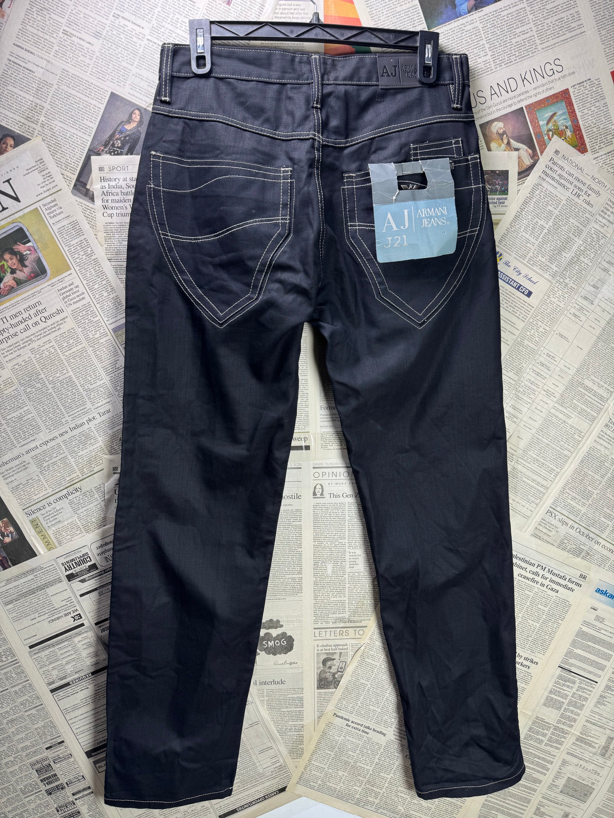 Armani Jeans® Waist: 34" | Charcoal | Straigth Fit Denim Pants | Cotton | 1286 - Genuine Maal