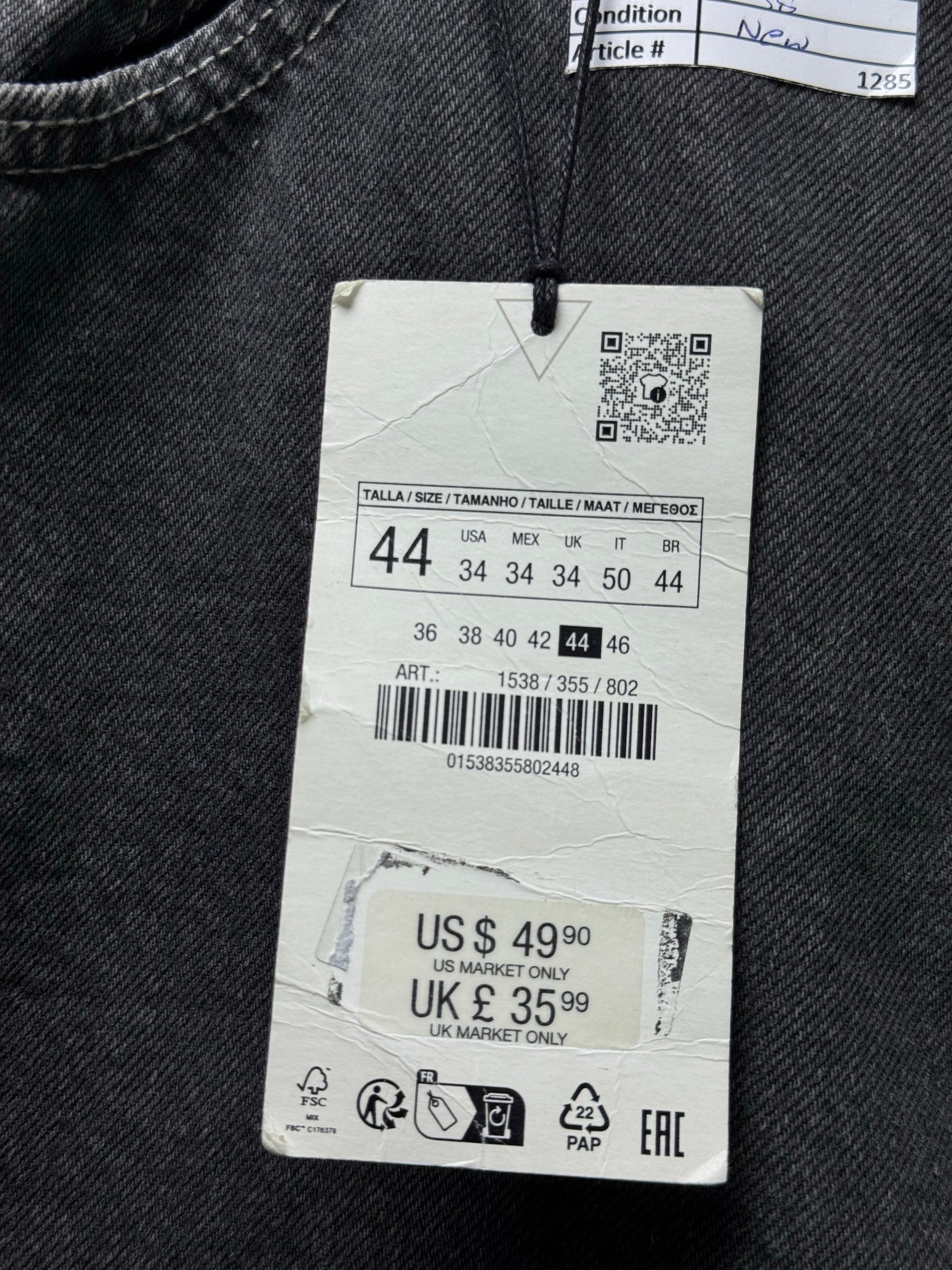 Zara® Waist: 34" to 36" | Stonewashed | Regular Fit Denim Pants | Cotton | 1285 - Genuine Maal