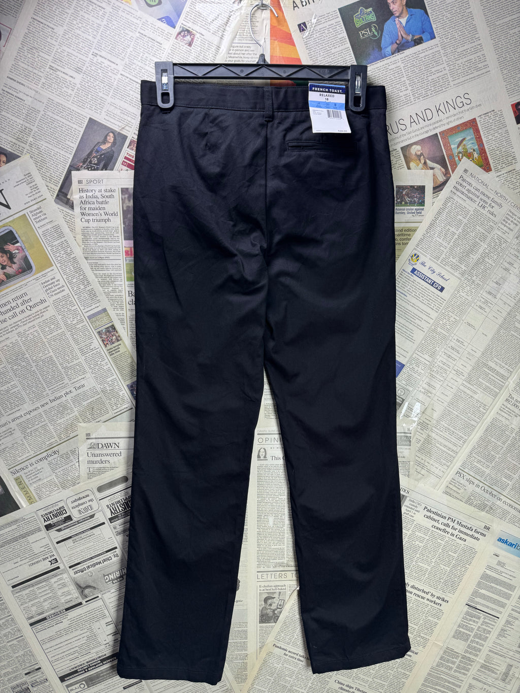 French Toast® Waist: 32" | Black | Relaxed Fit Chino Pants | Cotton - Poly | 1221 - Genuine Maal
