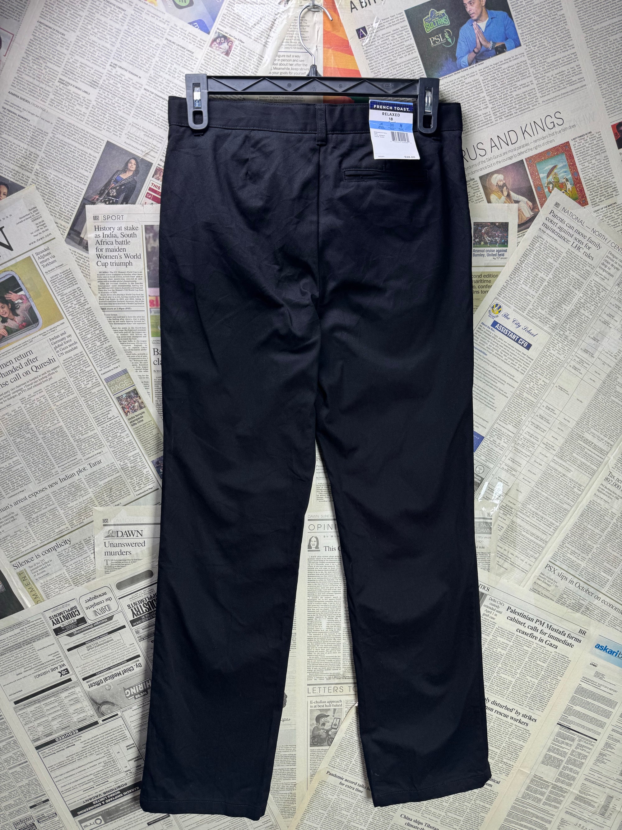 French Toast® Waist: 32" | Black | Relaxed Fit Chino Pants | Cotton - Poly | 1221 - Genuine Maal